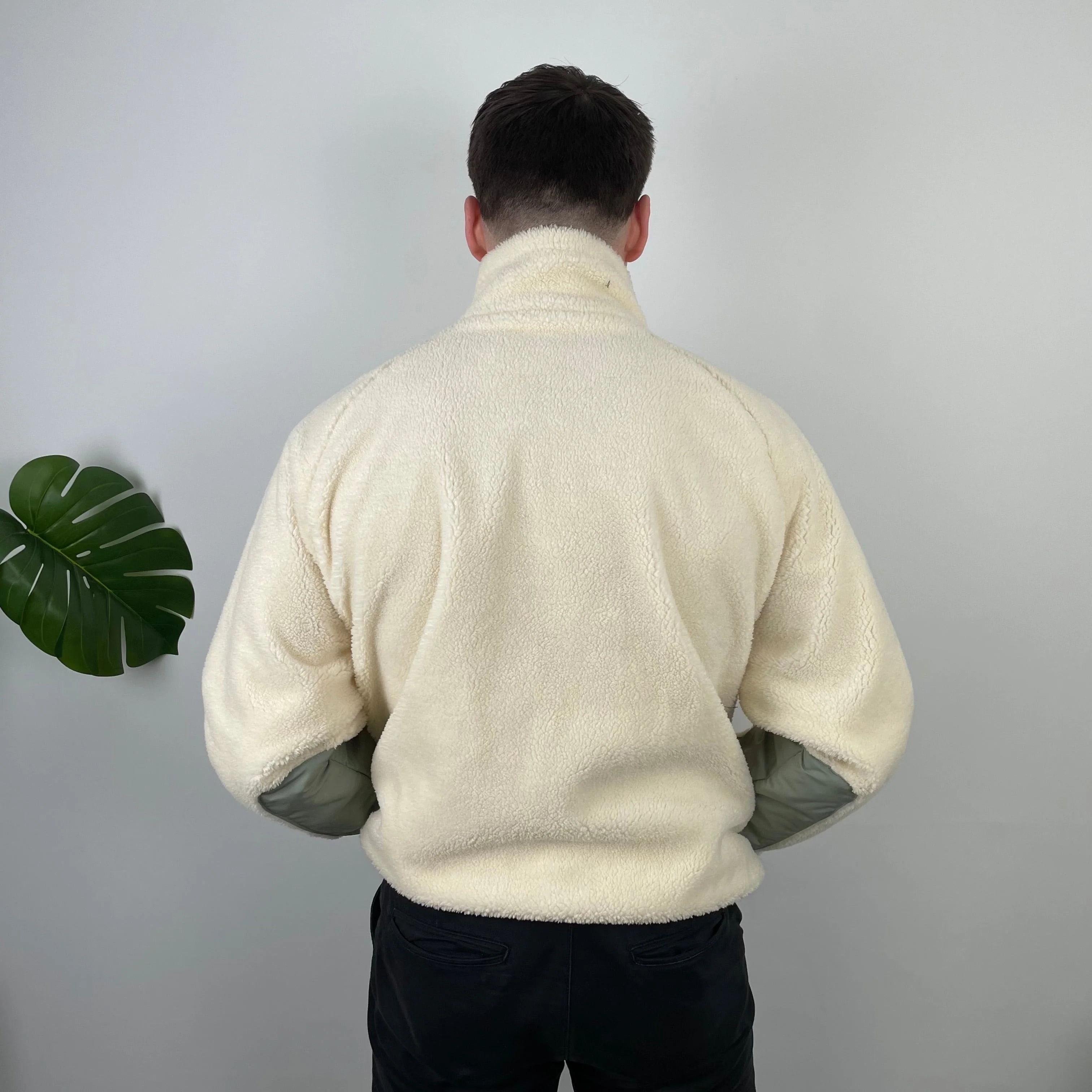 Stussy Cream Teddy Bear Sherpa Fleece Zip Up Jacket (L) - Image 4