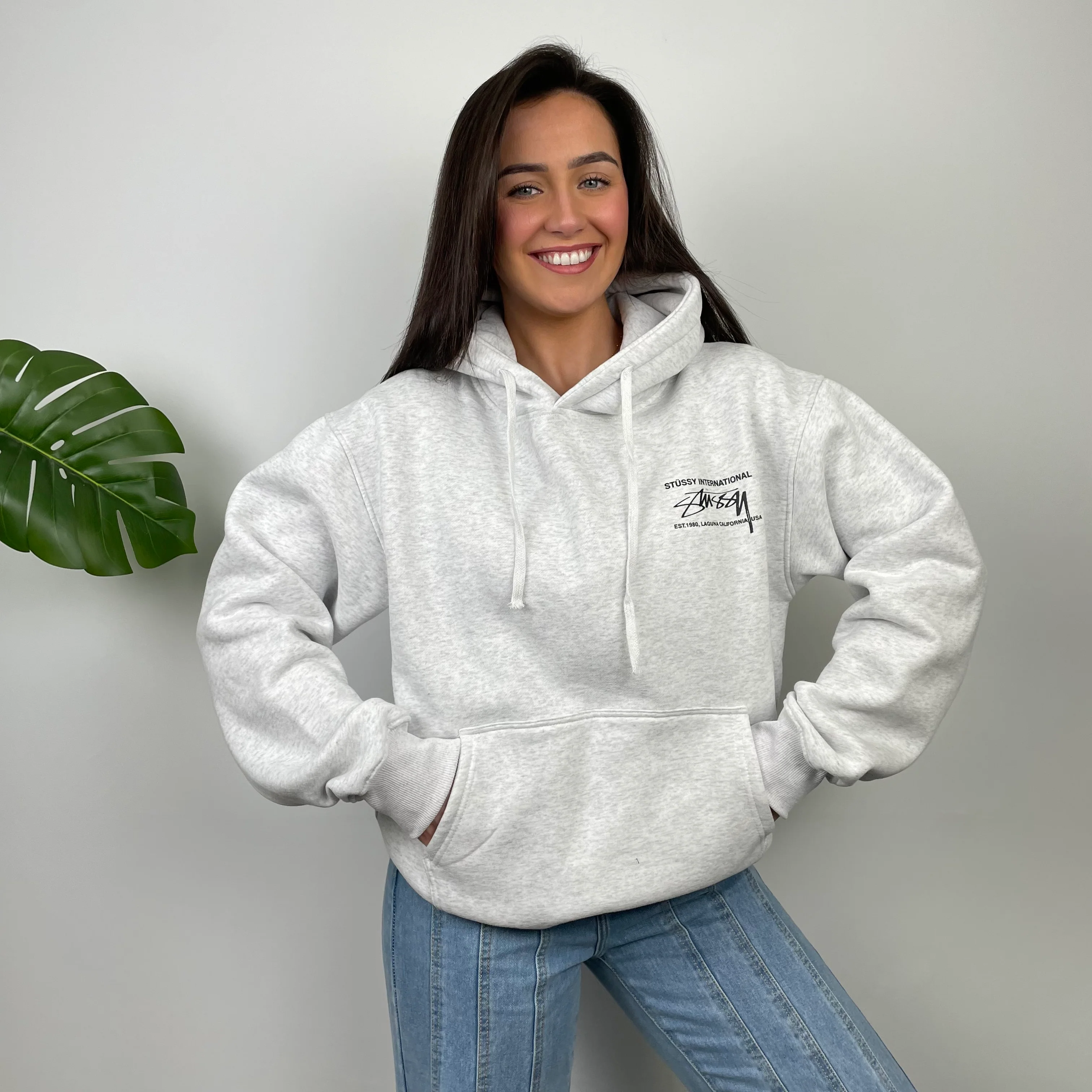 Stussy Grey Spell Out Hoodie (M) - Image 10