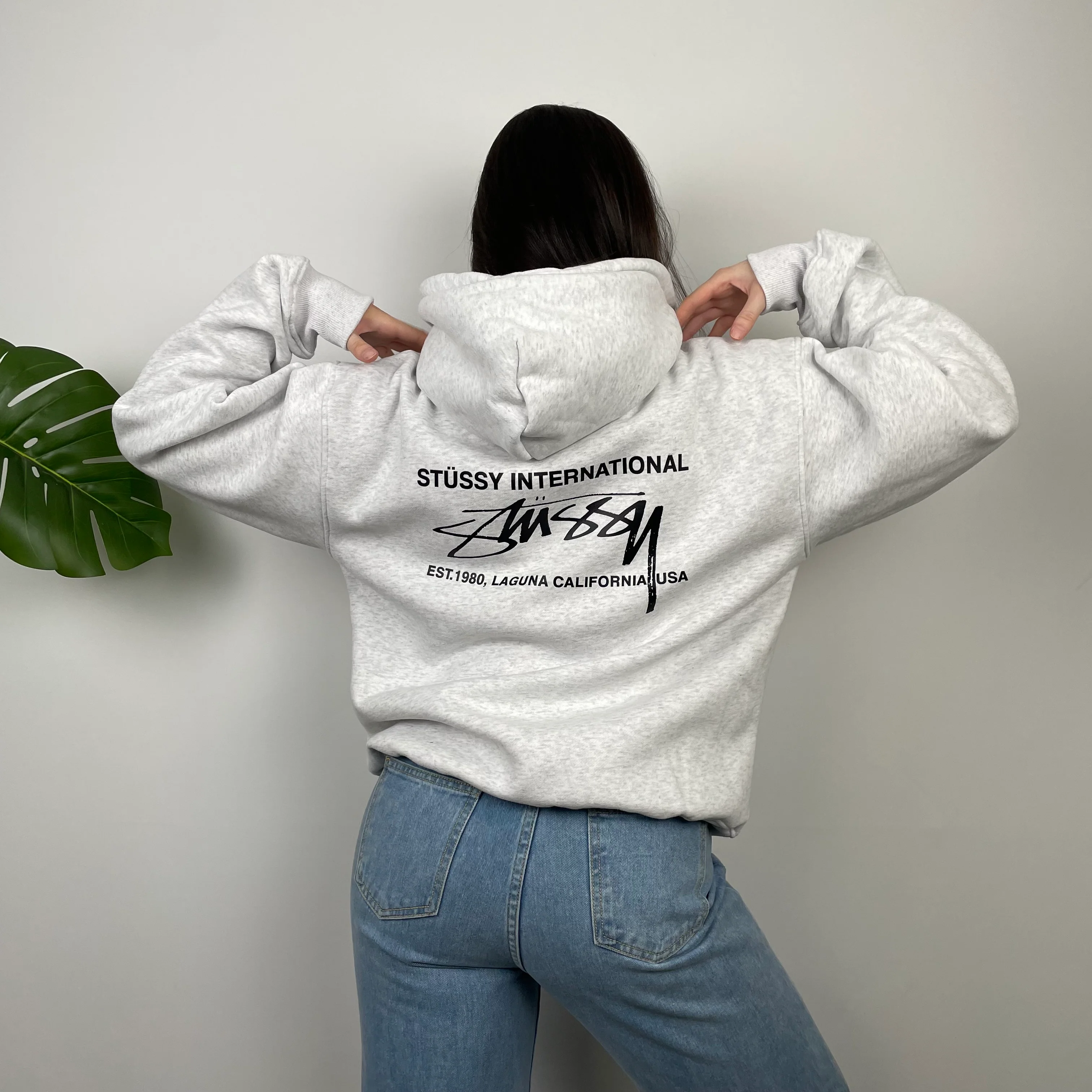 Stussy Grey Spell Out Hoodie (M) - Image 11