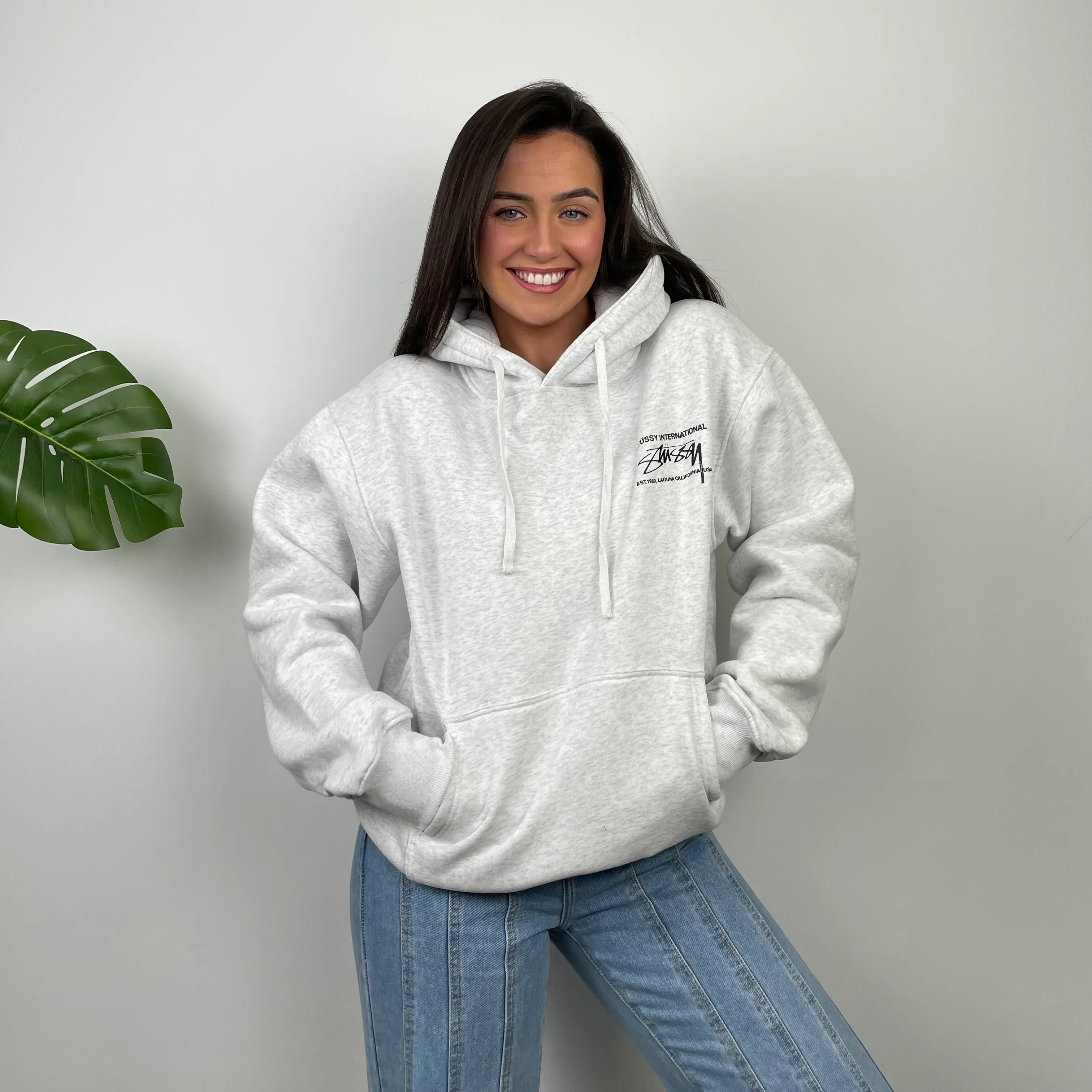 Stussy Grey Spell Out Hoodie (M) - Image 6