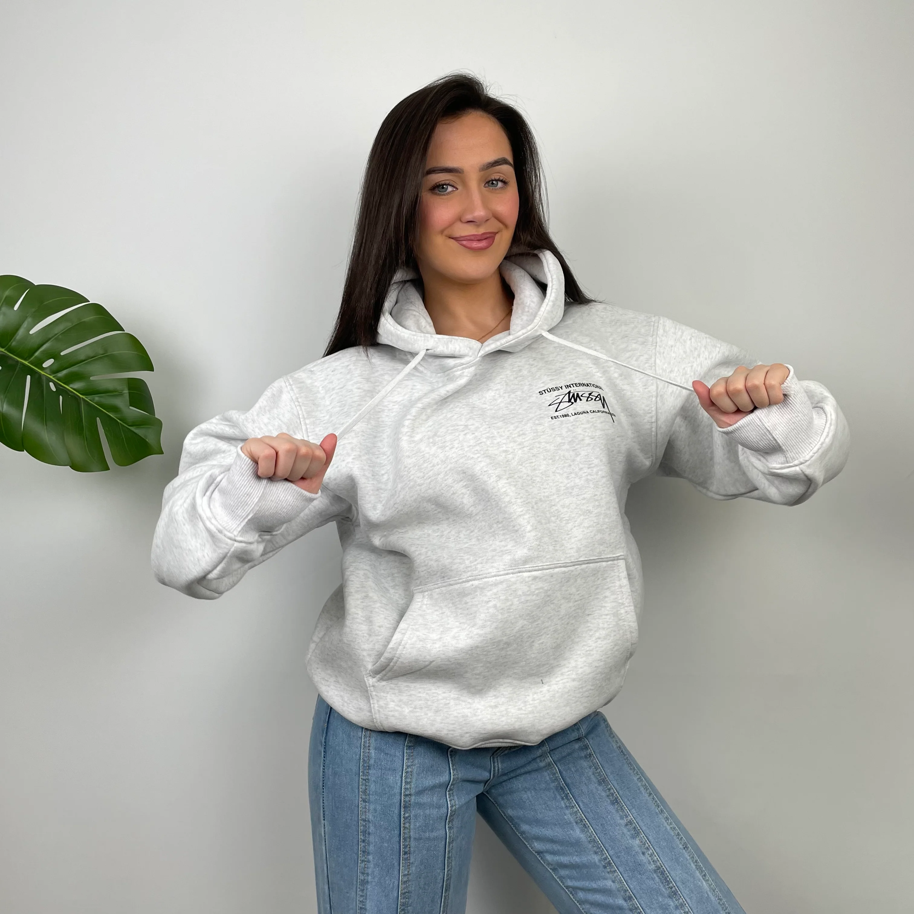 Stussy Grey Spell Out Hoodie (M) - Image 7