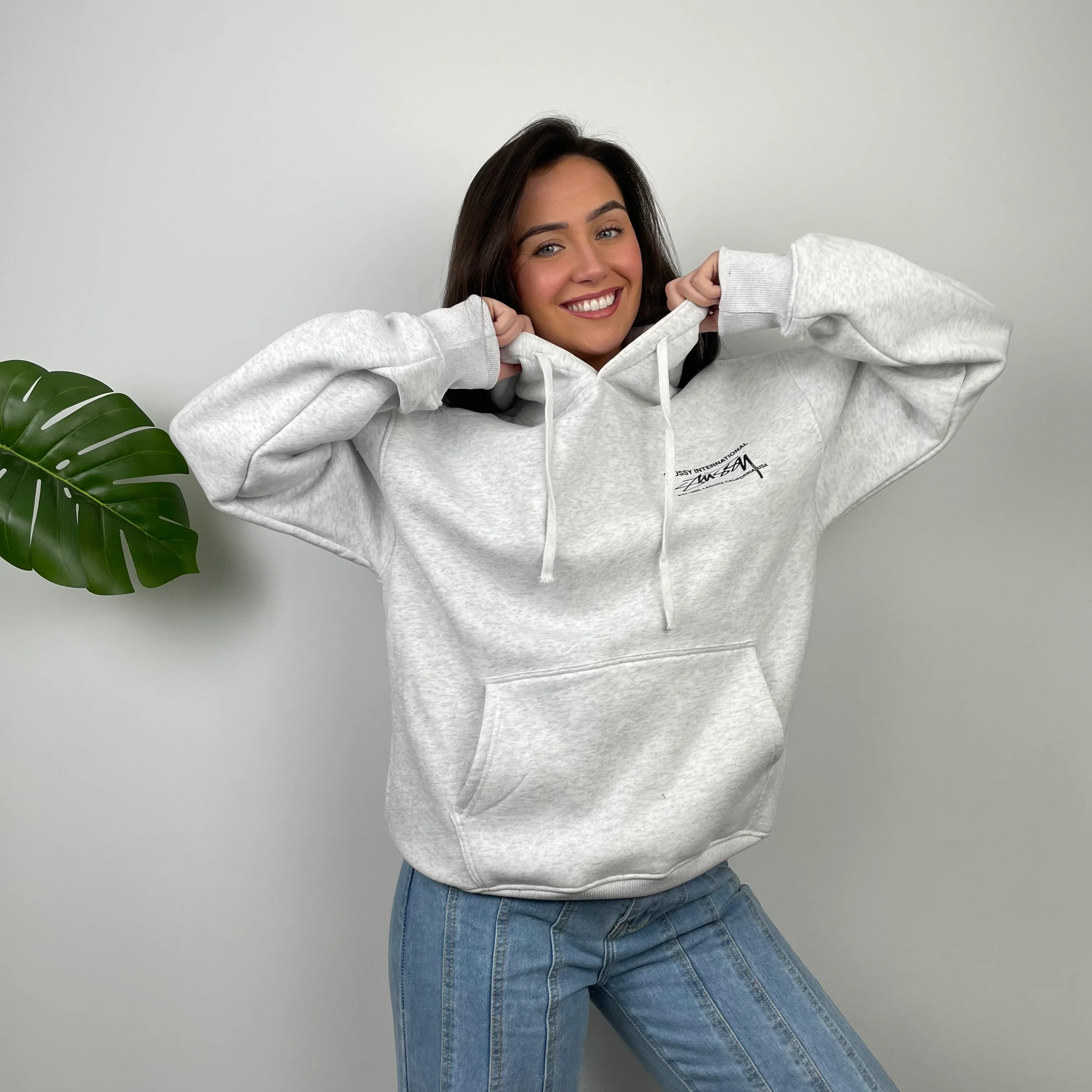 Stussy Grey Spell Out Hoodie (M) - Image 8