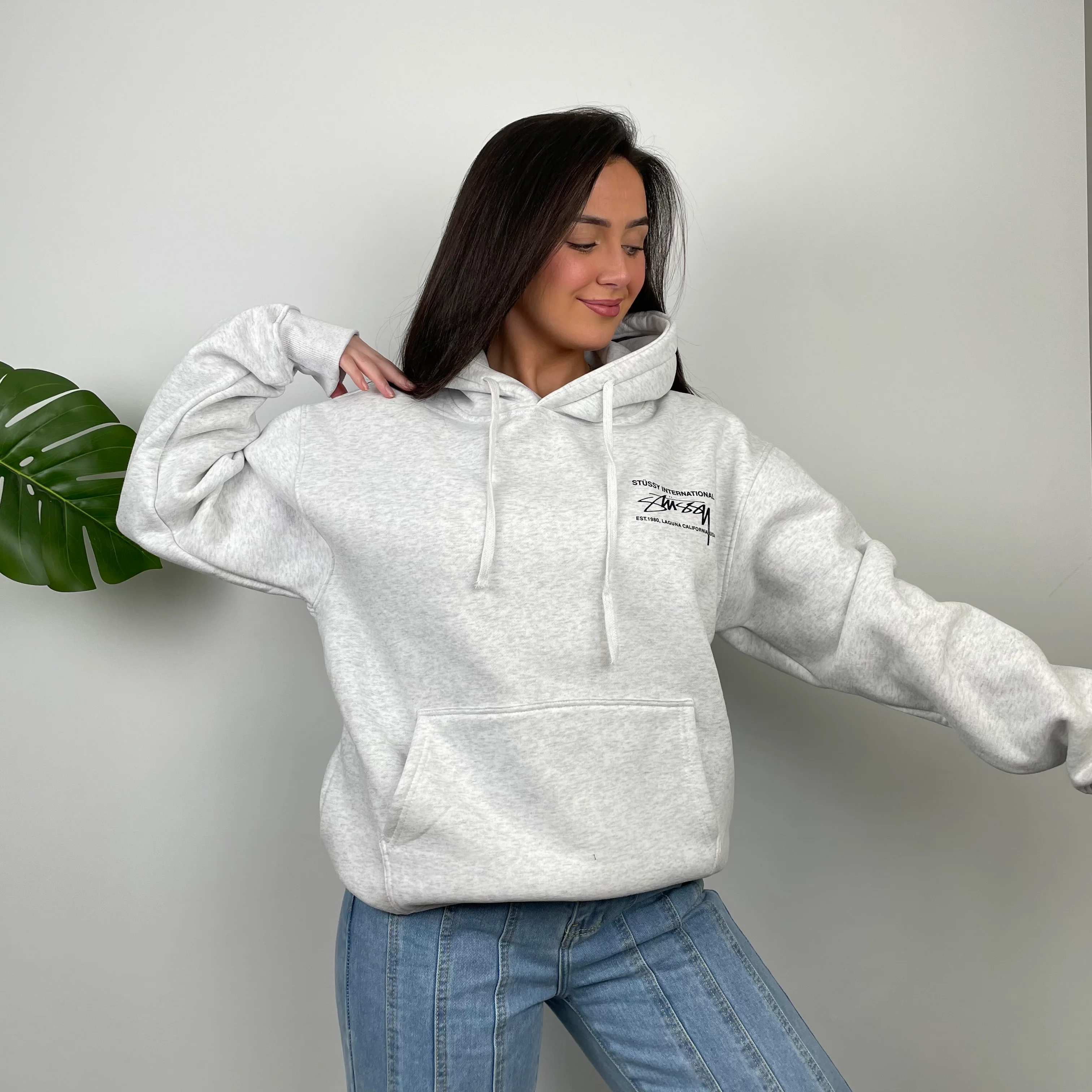 Stussy Grey Spell Out Hoodie (M) - Image 9