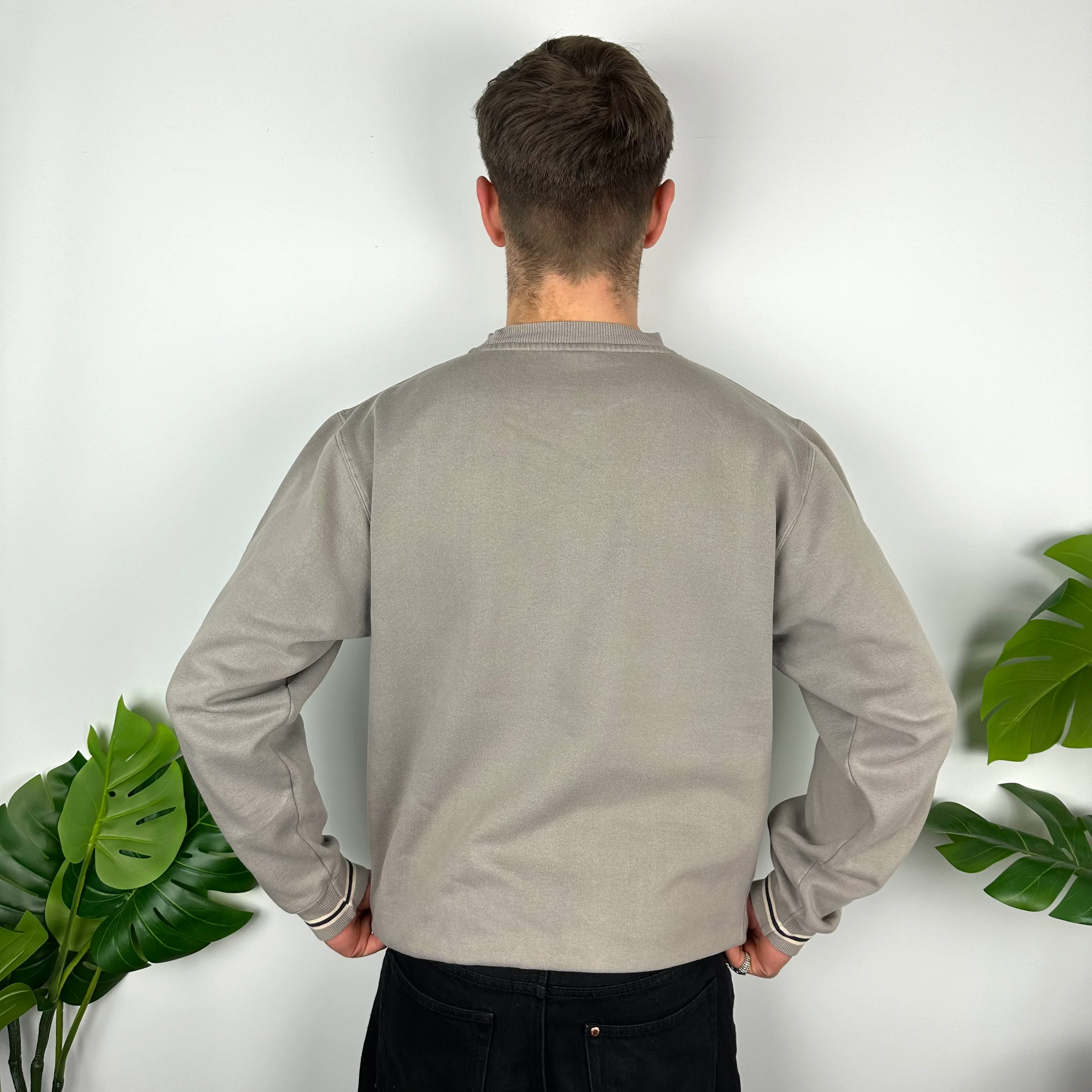 Stussy Mocha Brown Embroidered Spell Out Sweatshirt (M) - Image 4