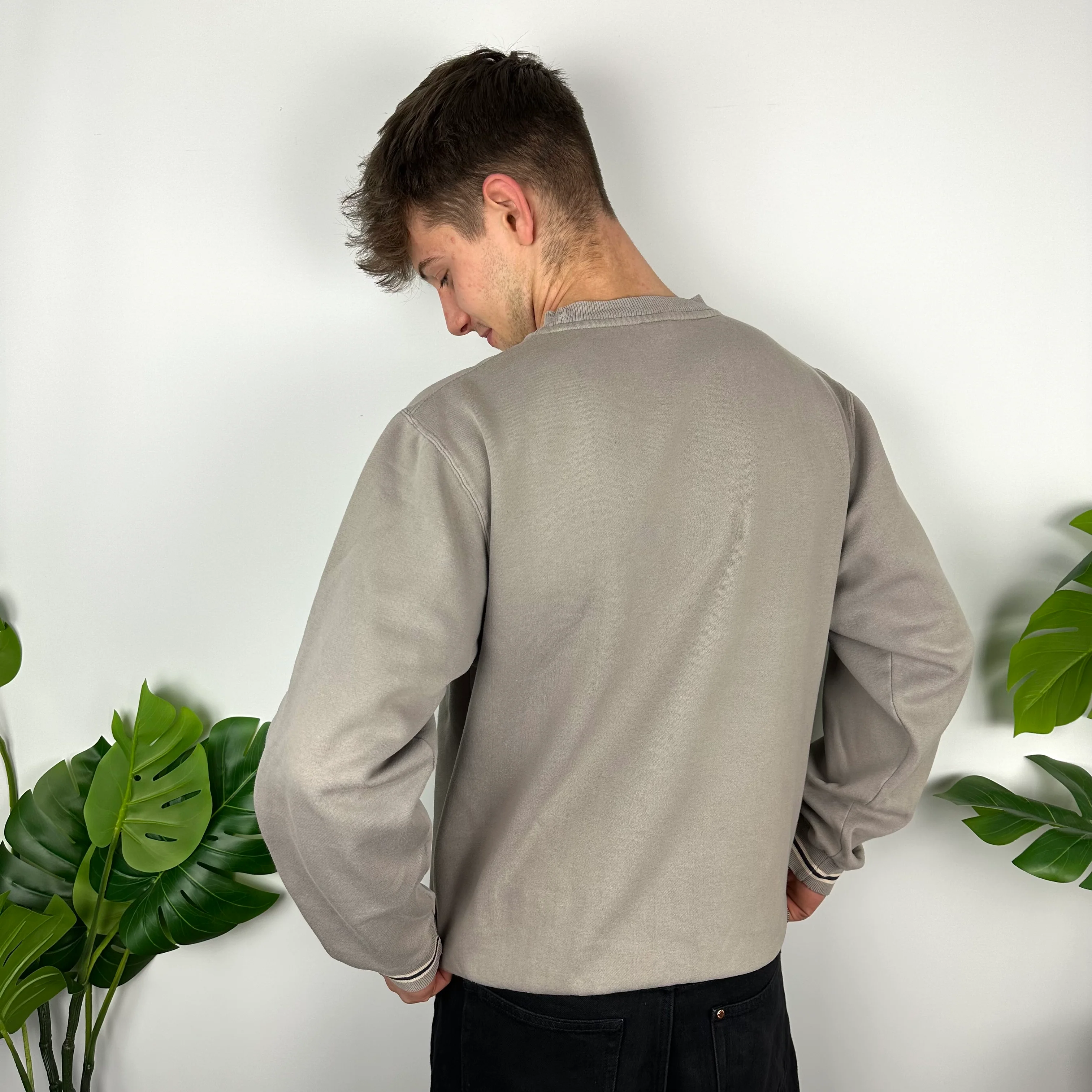 Stussy Mocha Brown Embroidered Spell Out Sweatshirt (M) - Image 7