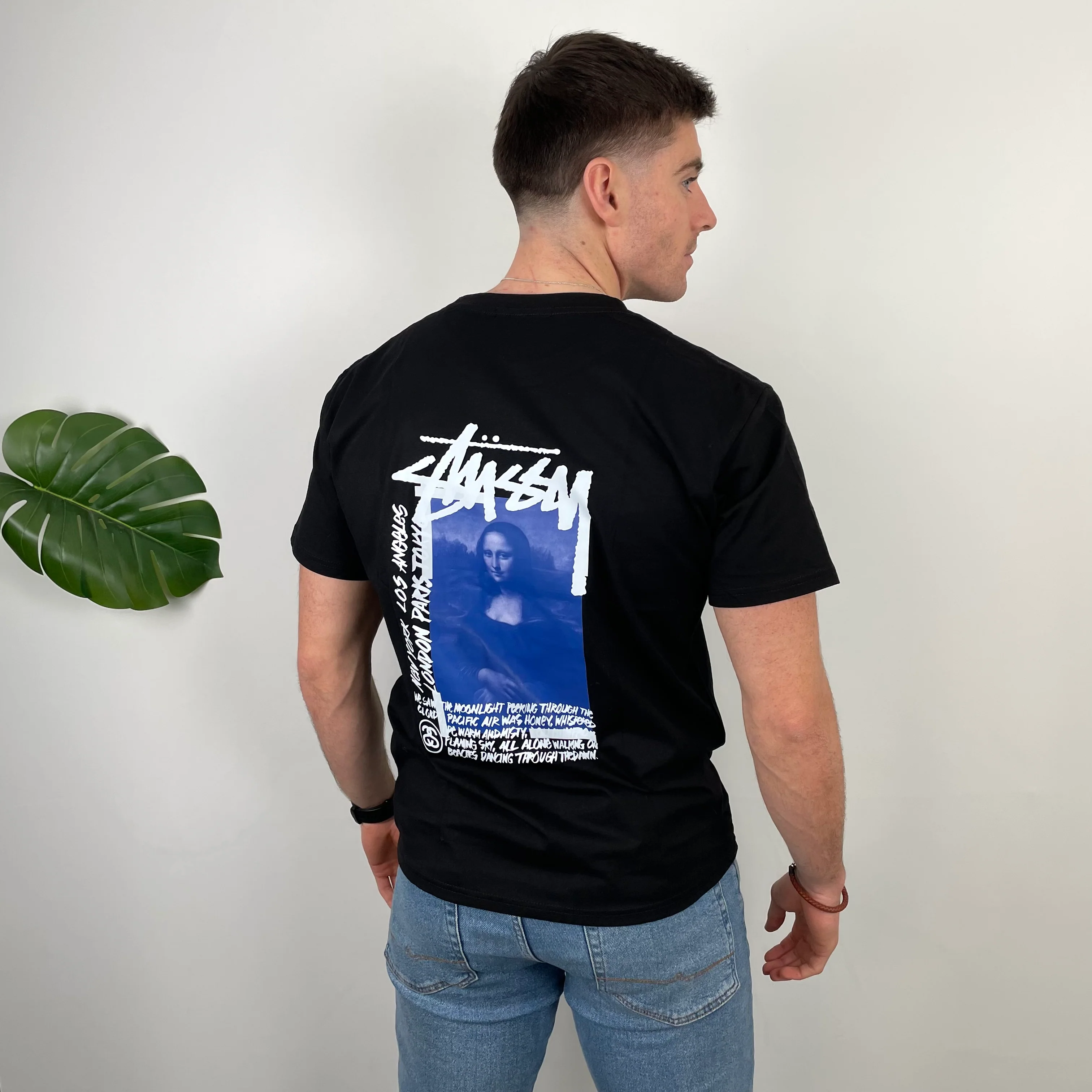 Stussy RARE Black Spell Out T Shirt (L) - Image 3