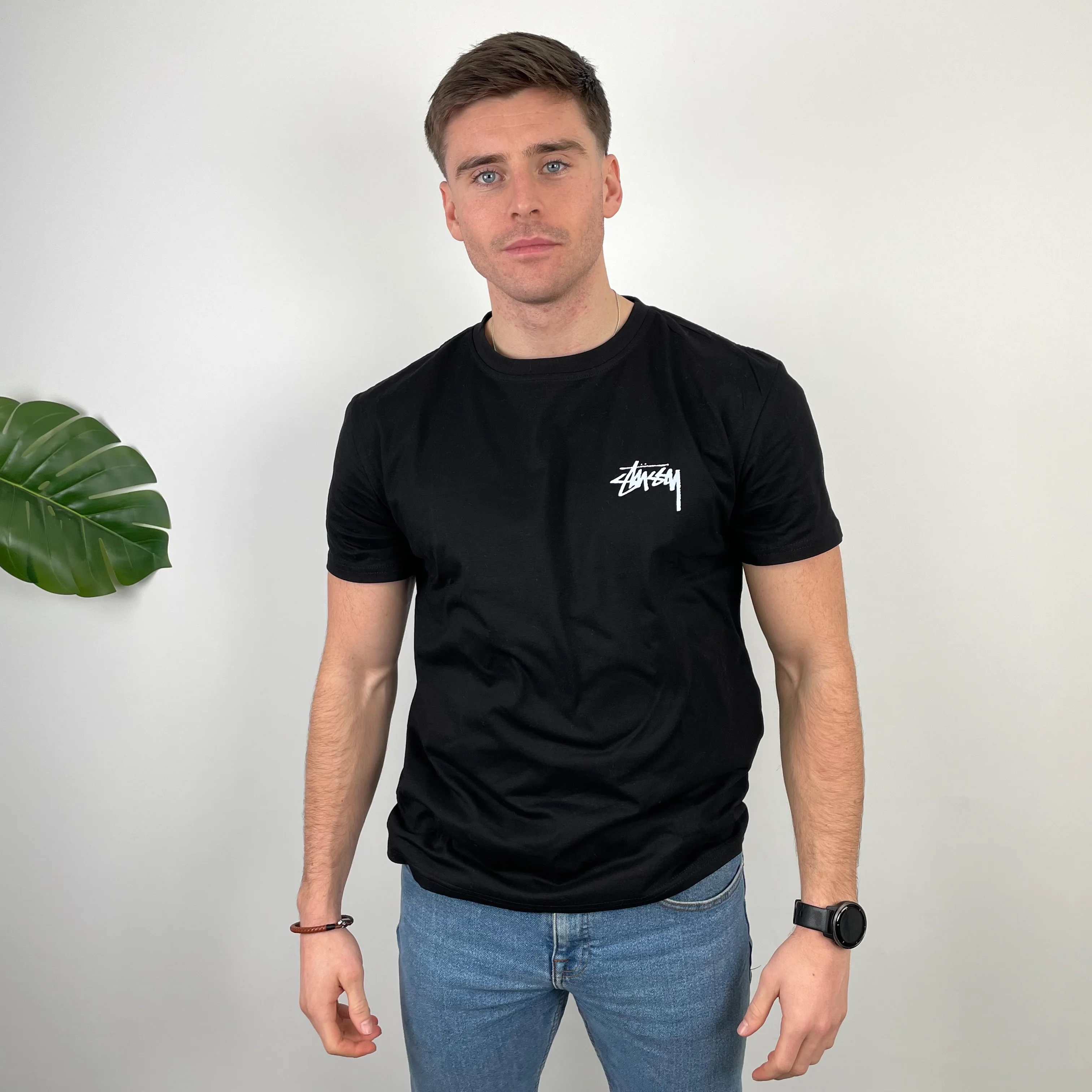 Stussy RARE Black Spell Out T Shirt (L) - Image 4