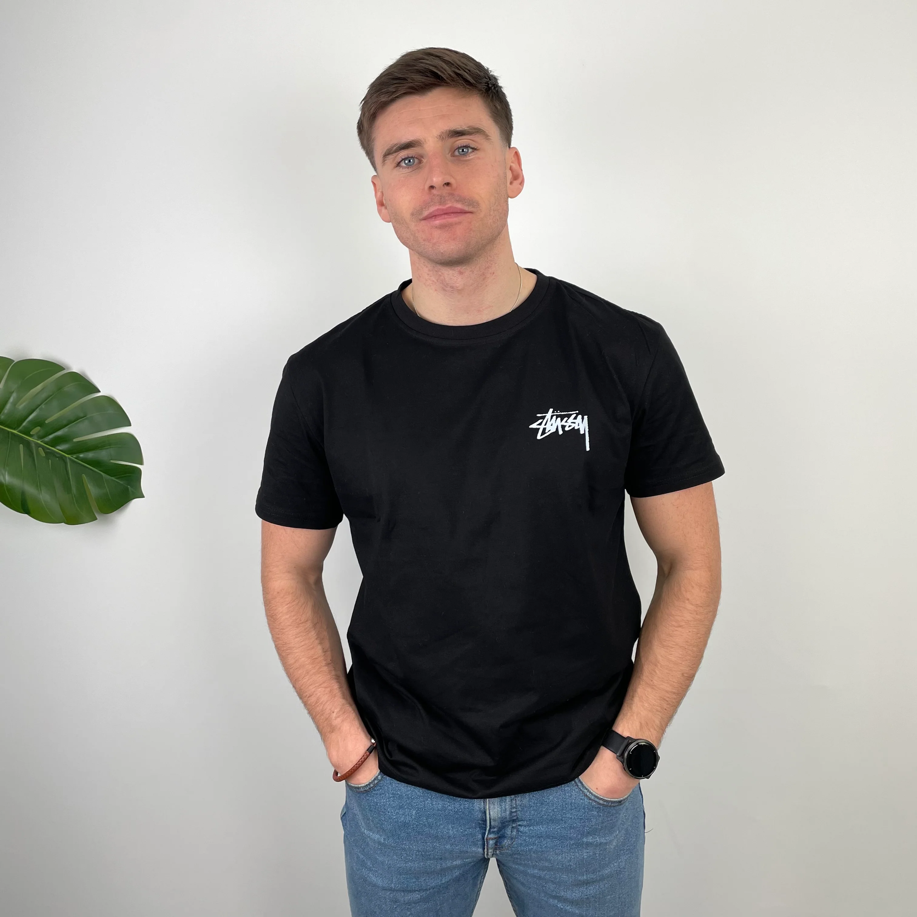 Stussy RARE Black Spell Out T Shirt (L) - Image 5