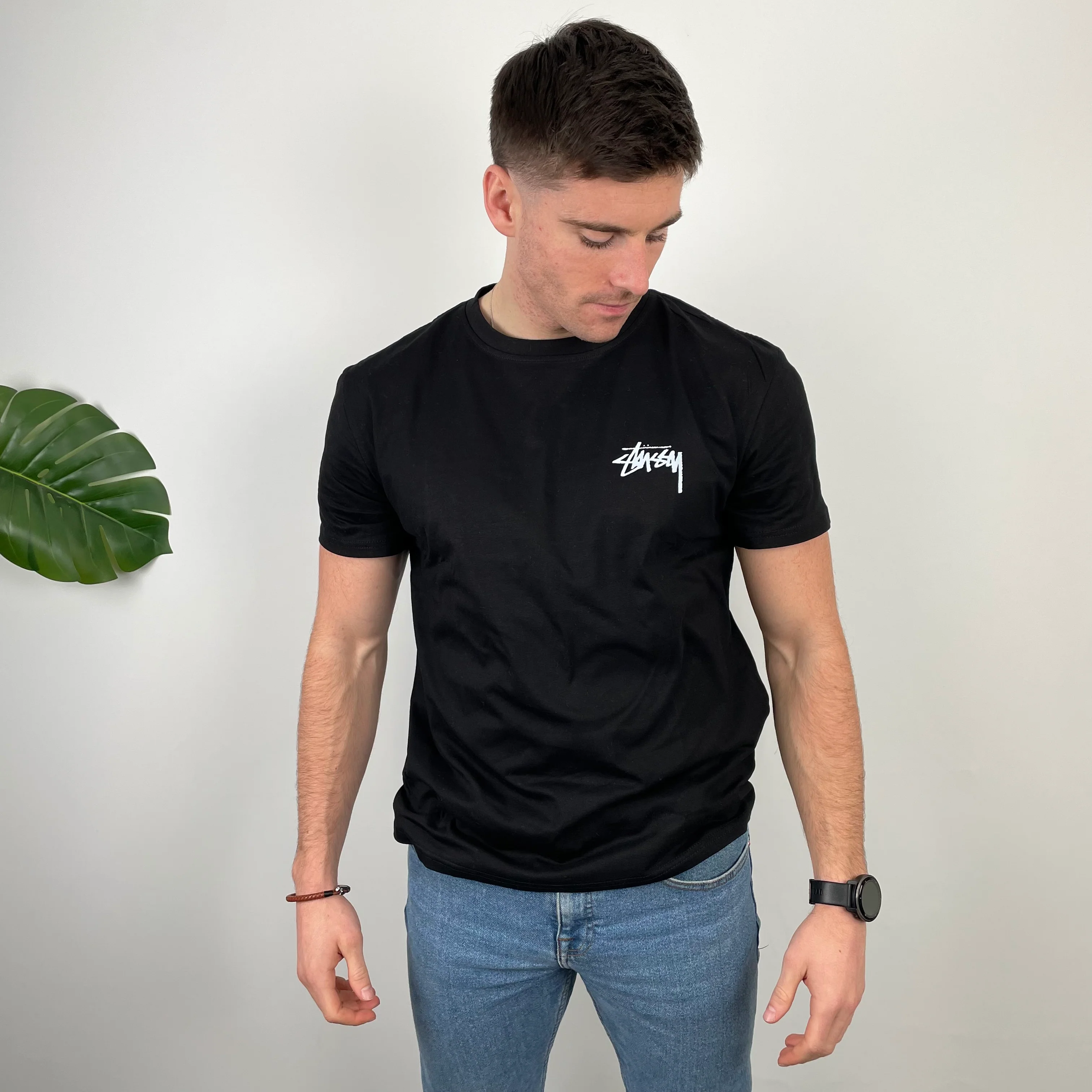 Stussy RARE Black Spell Out T Shirt (L) - Image 6
