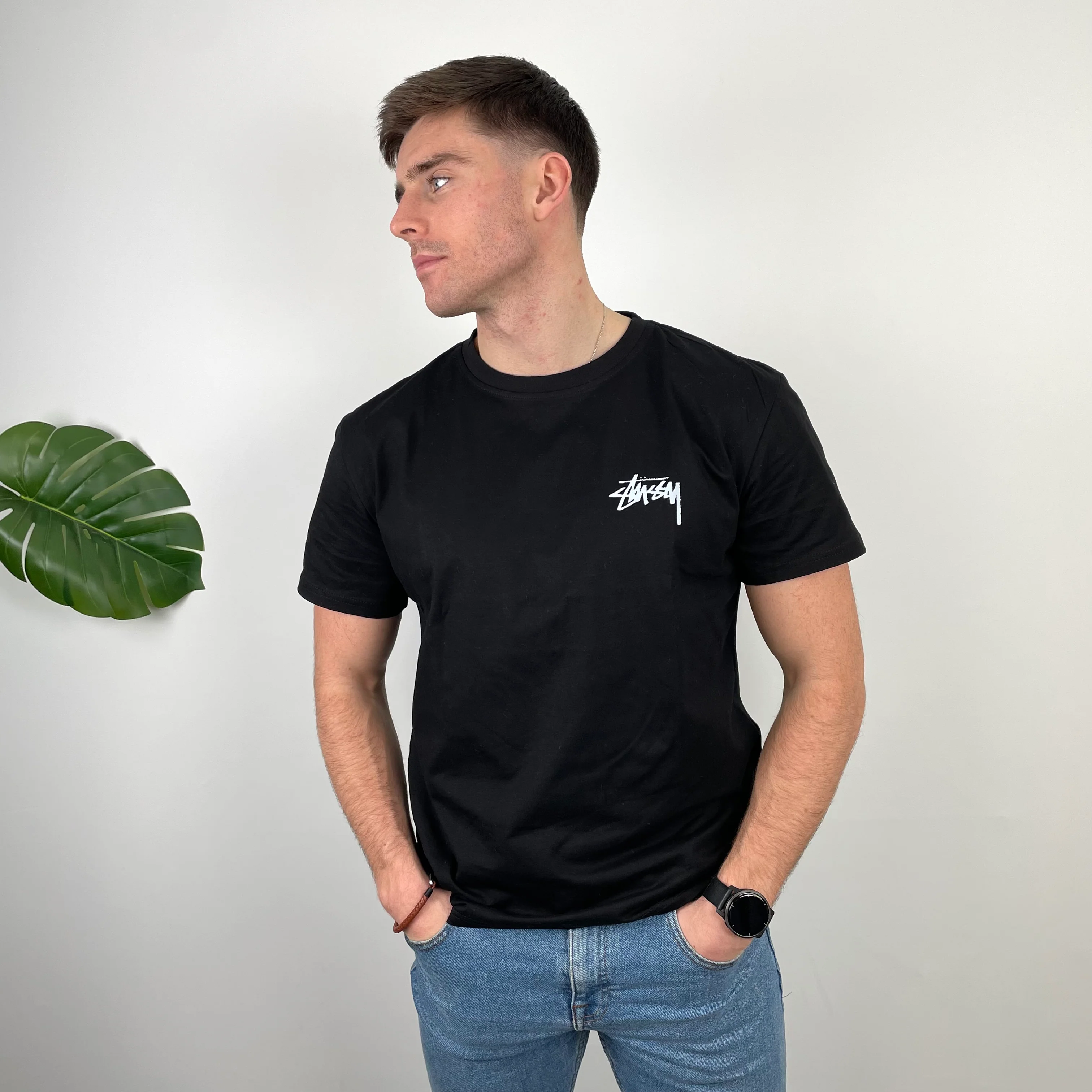 Stussy RARE Black Spell Out T Shirt (L) - Image 7
