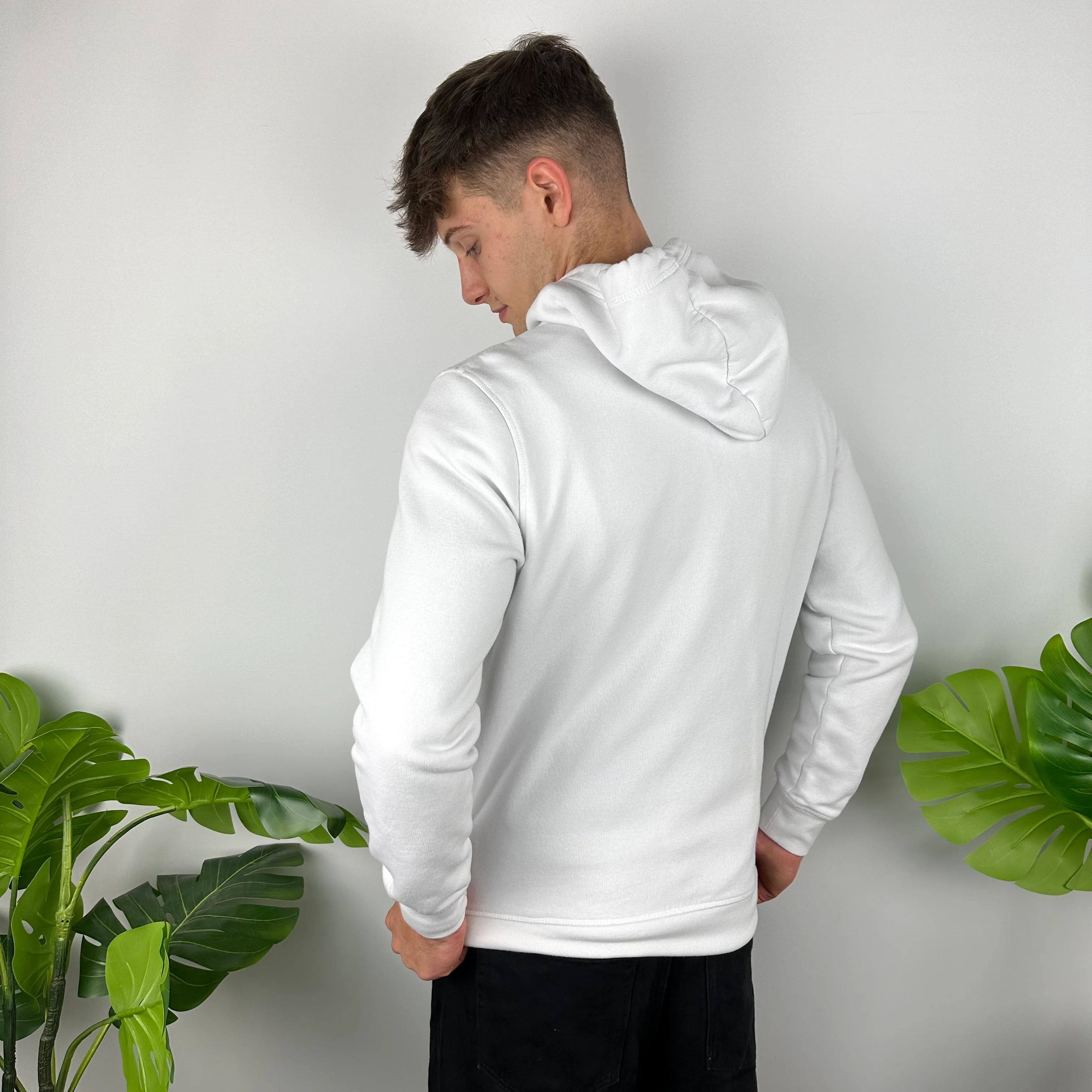 Stussy White Embroidered Spell Out Hoodie (M) - Image 4