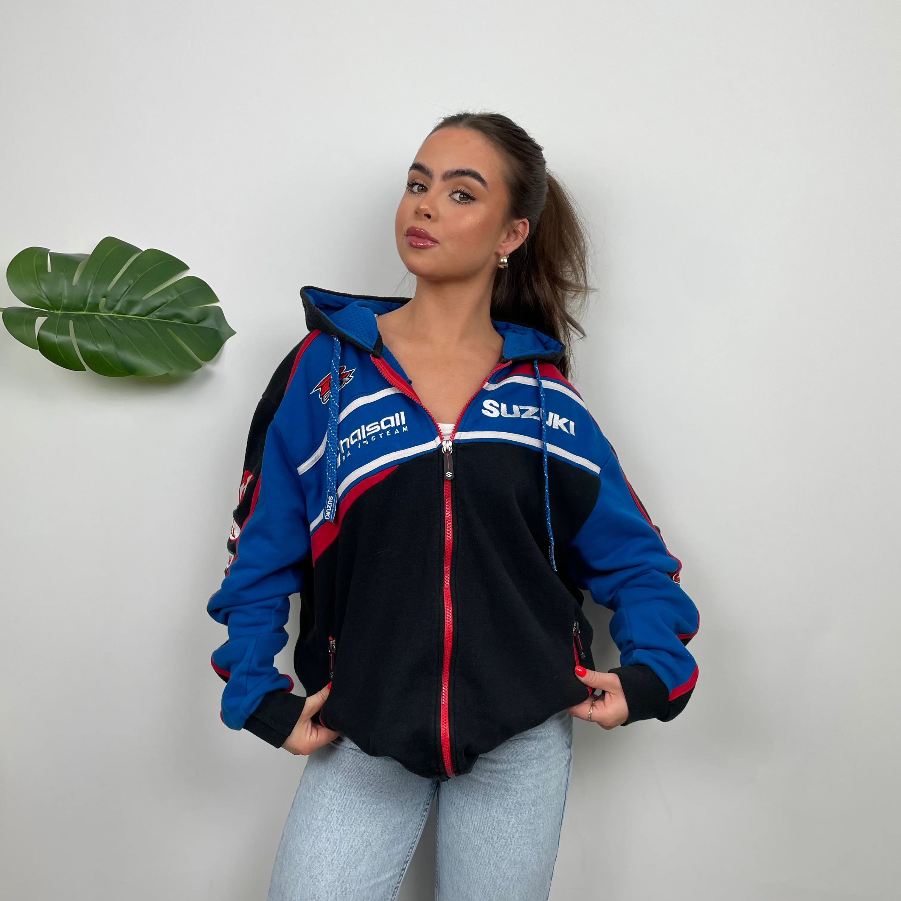 Suzuki Racing Black Embroidered Spell Out Zip Up Jacket (L) - Image 5