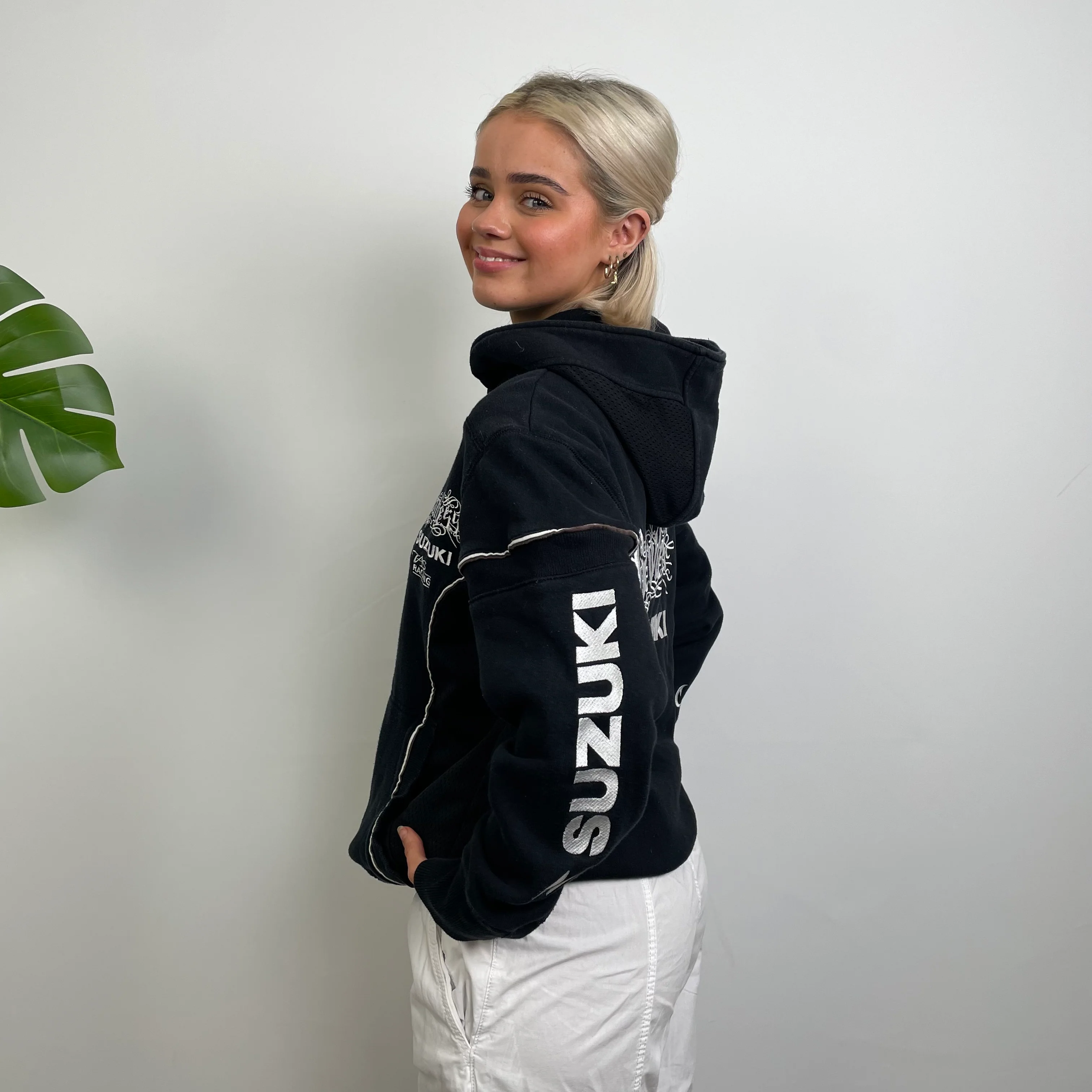 Suzuki Racing Black Embroidered Spell Out Zip Up Hoodie Jacket (XS) - Image 5