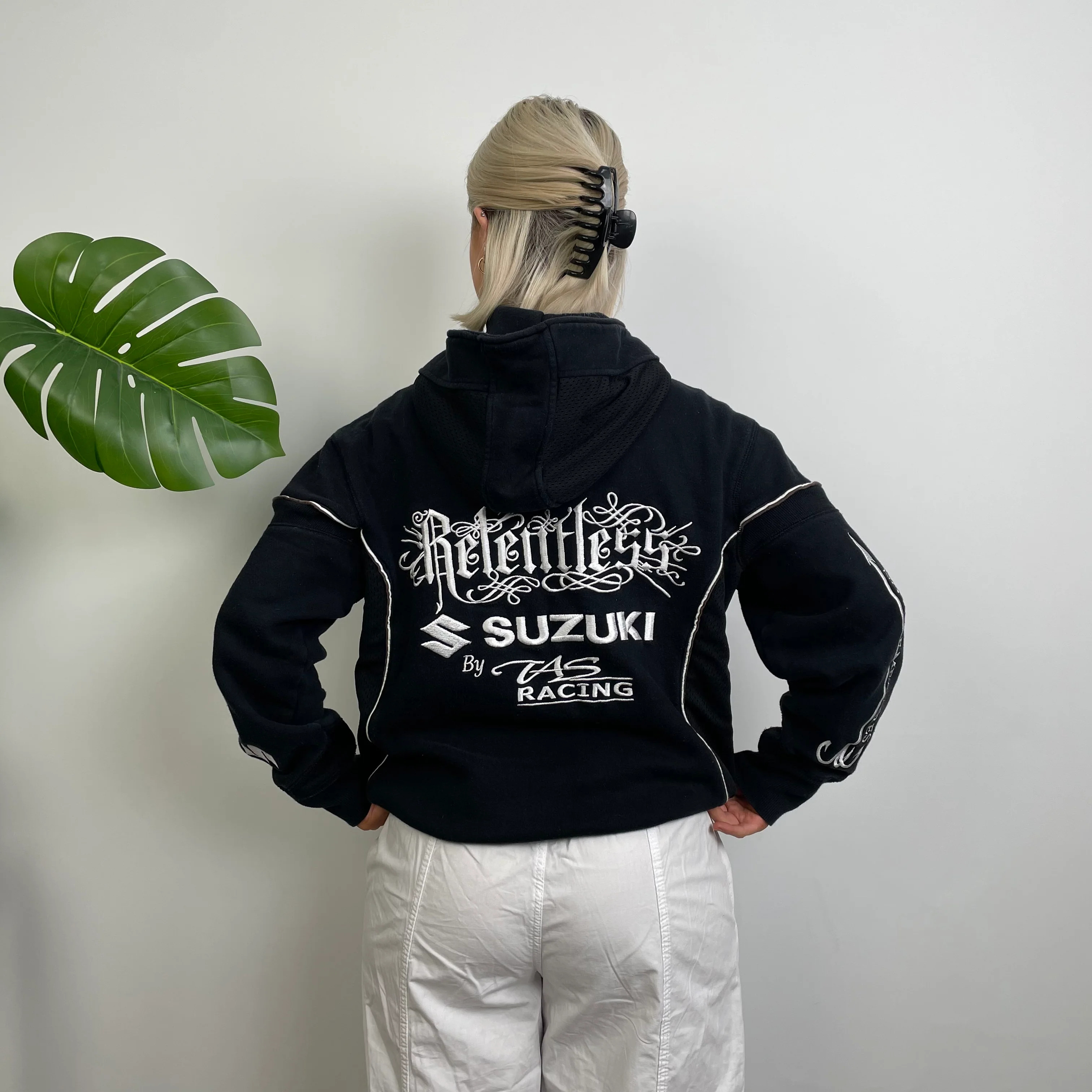 Suzuki Racing Black Embroidered Spell Out Zip Up Hoodie Jacket (XS) - Image 7