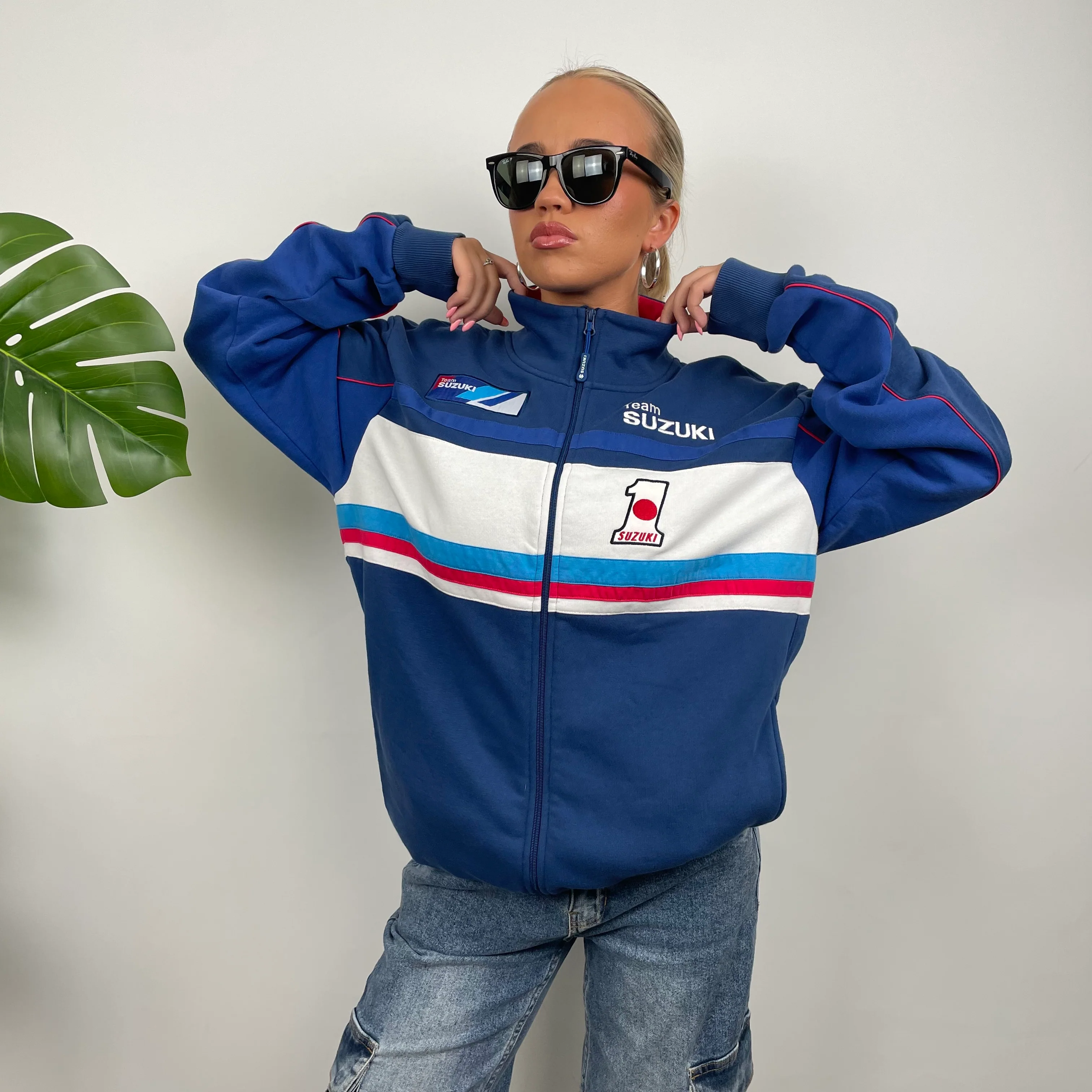Suzuki Racing Blue Embroidered Spell Out Zip Up Jacket (XL) - Image 6