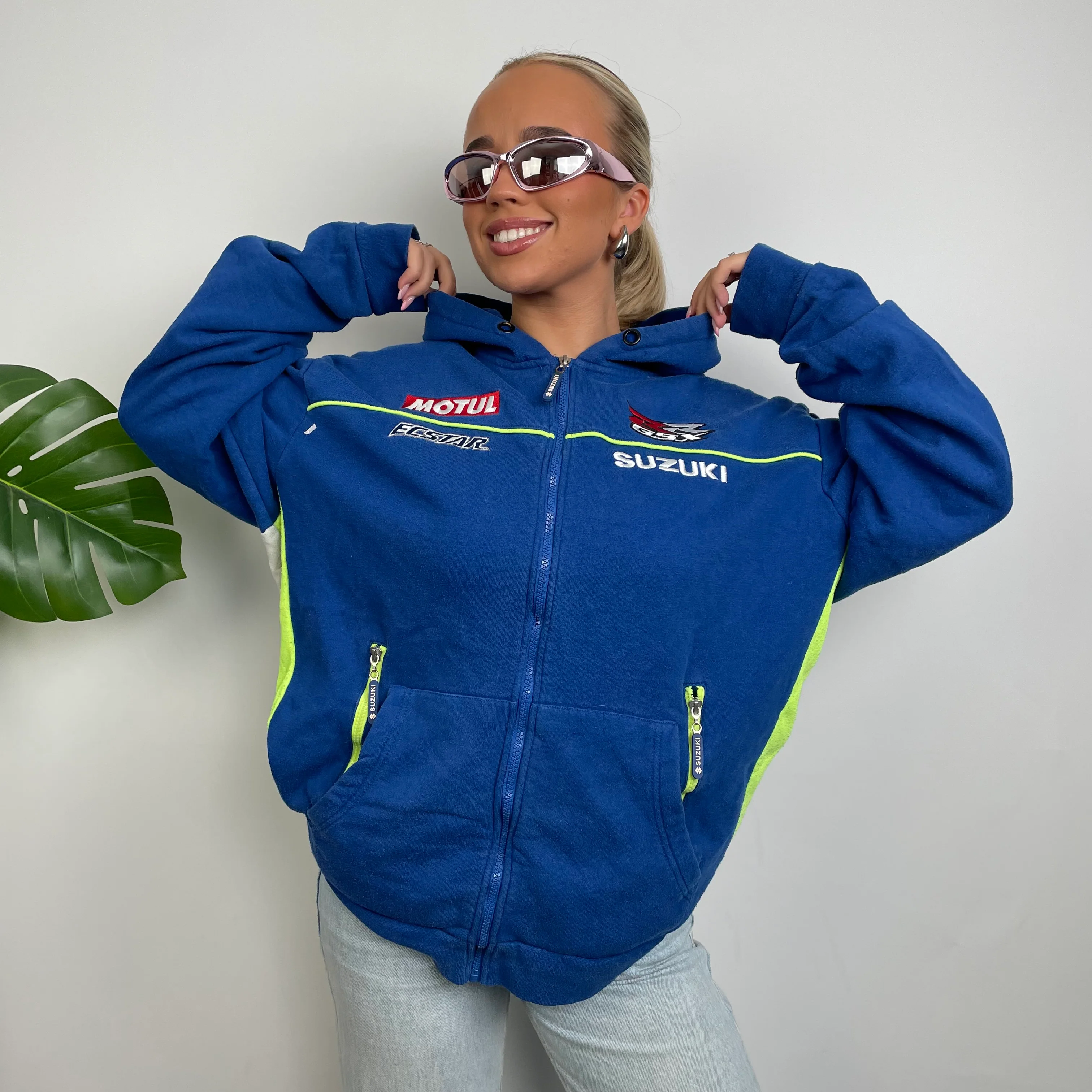 Suzuki Racing Blue Embroidered Spell Out Zip Up Fleece Jacket (XXL) - Image 2