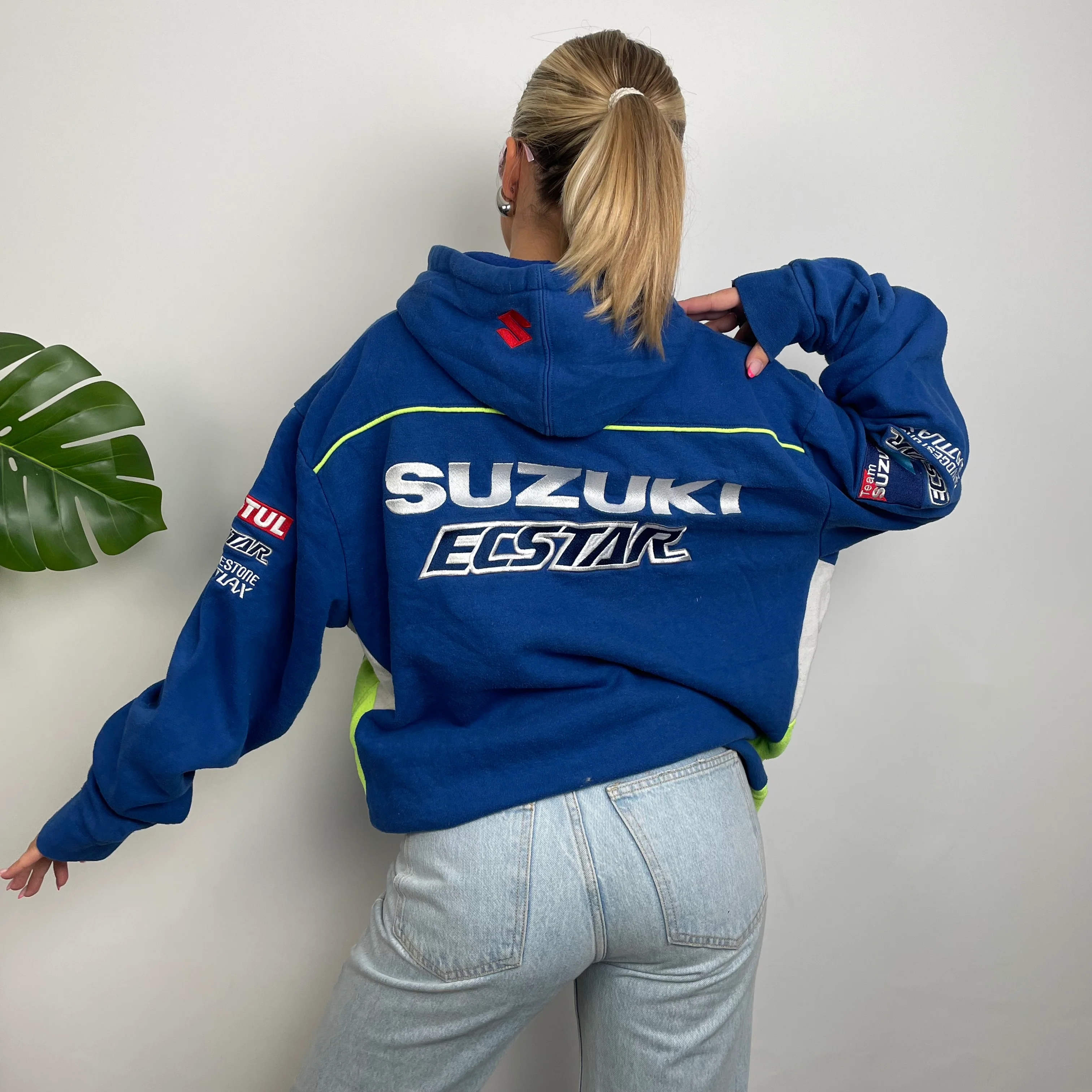Suzuki Racing Blue Embroidered Spell Out Zip Up Fleece Jacket (XXL) - Image 3