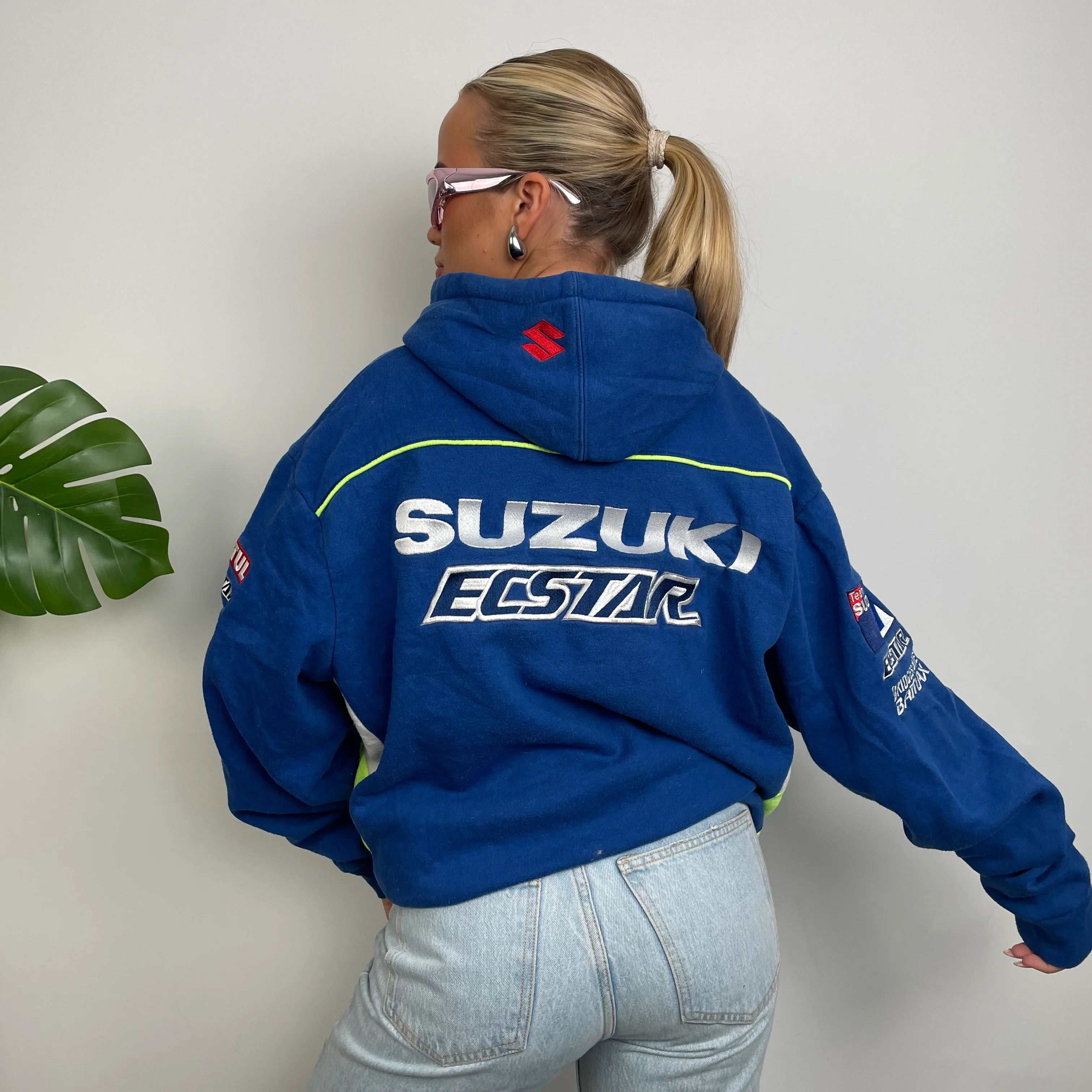 Suzuki Racing Blue Embroidered Spell Out Zip Up Fleece Jacket (XXL) - Image 5