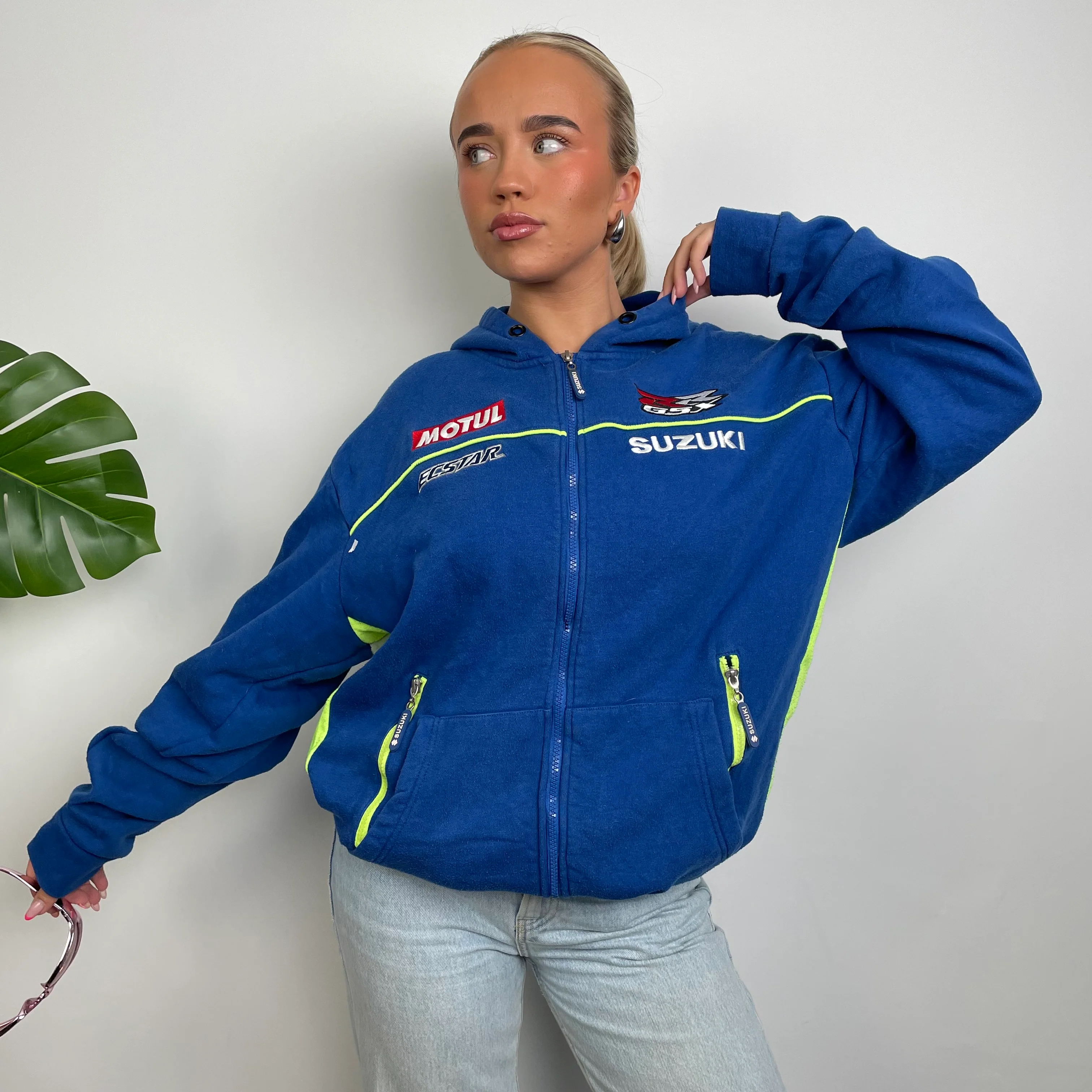 Suzuki Racing Blue Embroidered Spell Out Zip Up Fleece Jacket (XXL) - Image 6