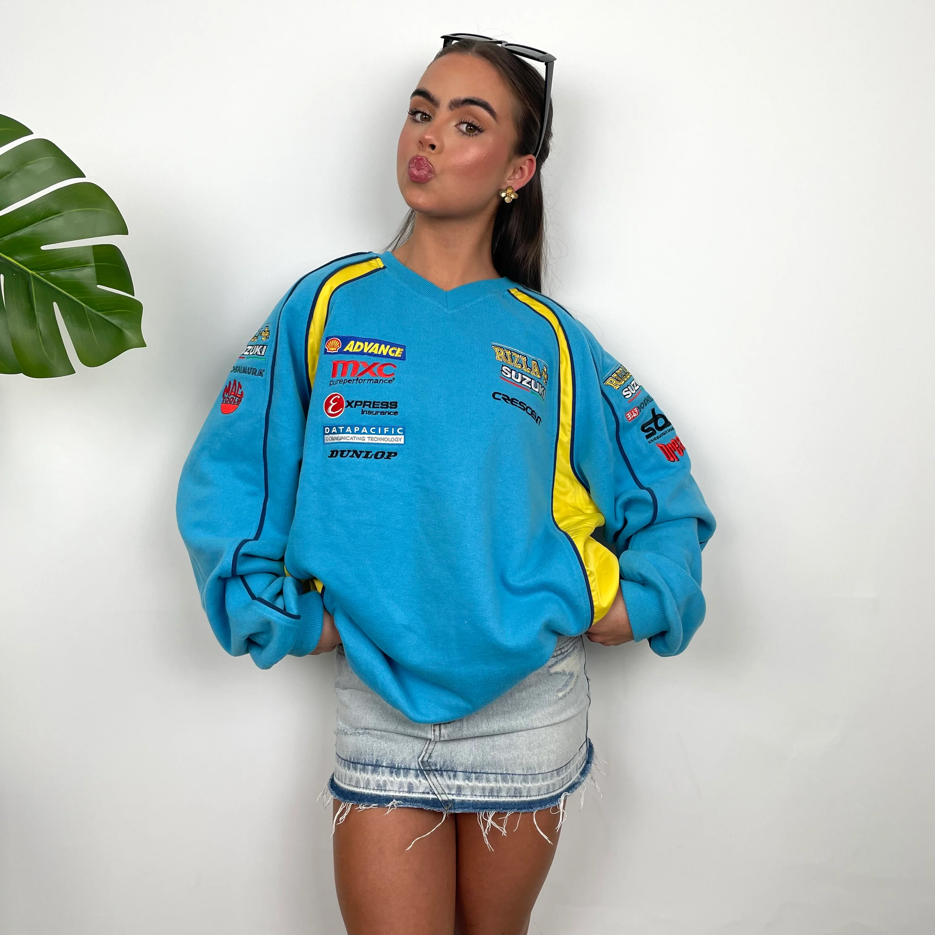 Suzuki Racing RARE Blue Embroidered Spell Out Sweatshirt (L) - Image 5
