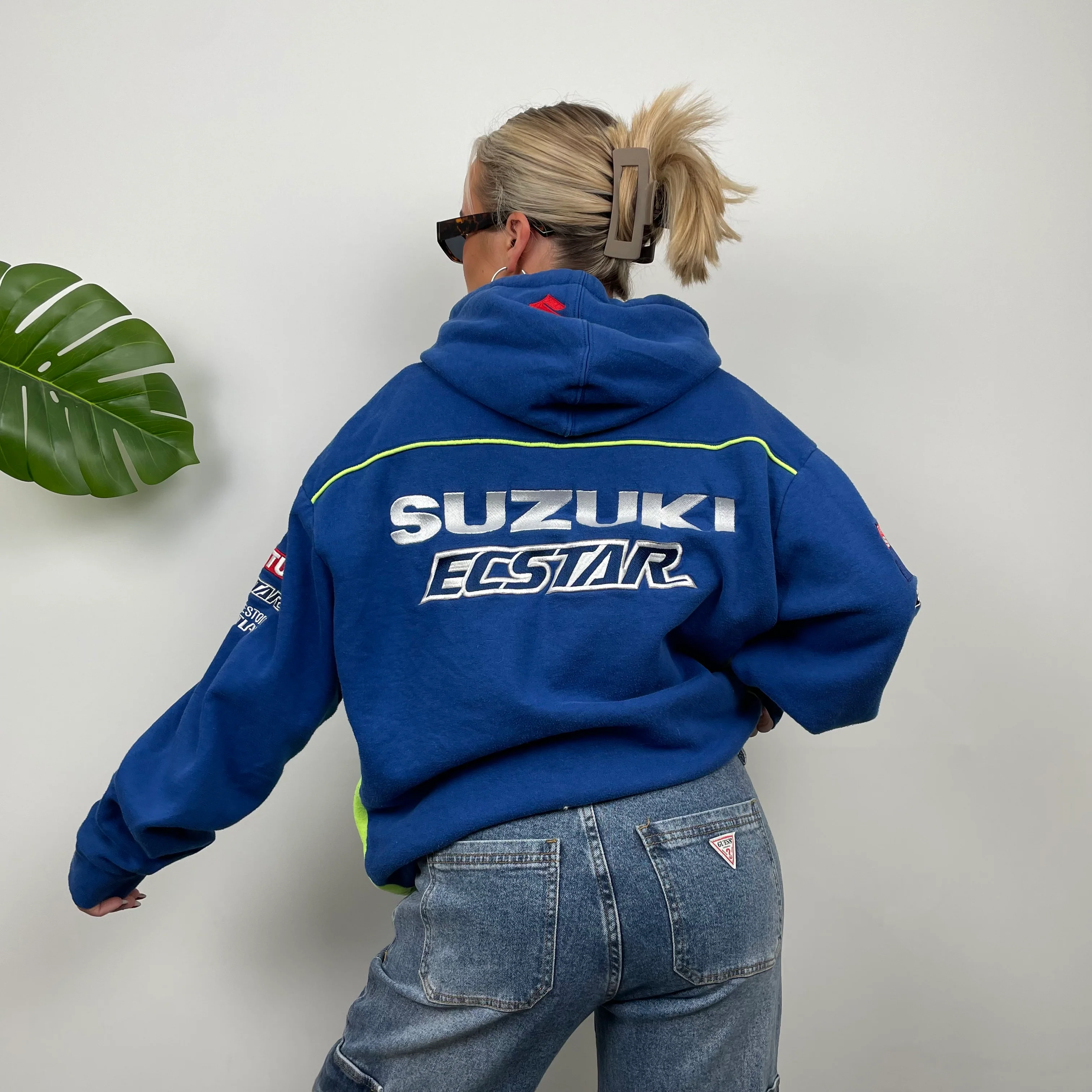 Suzuki Racing RARE Blue Embroidered Spell Out Zip Up Hoodie Jacket (M) - Image 8