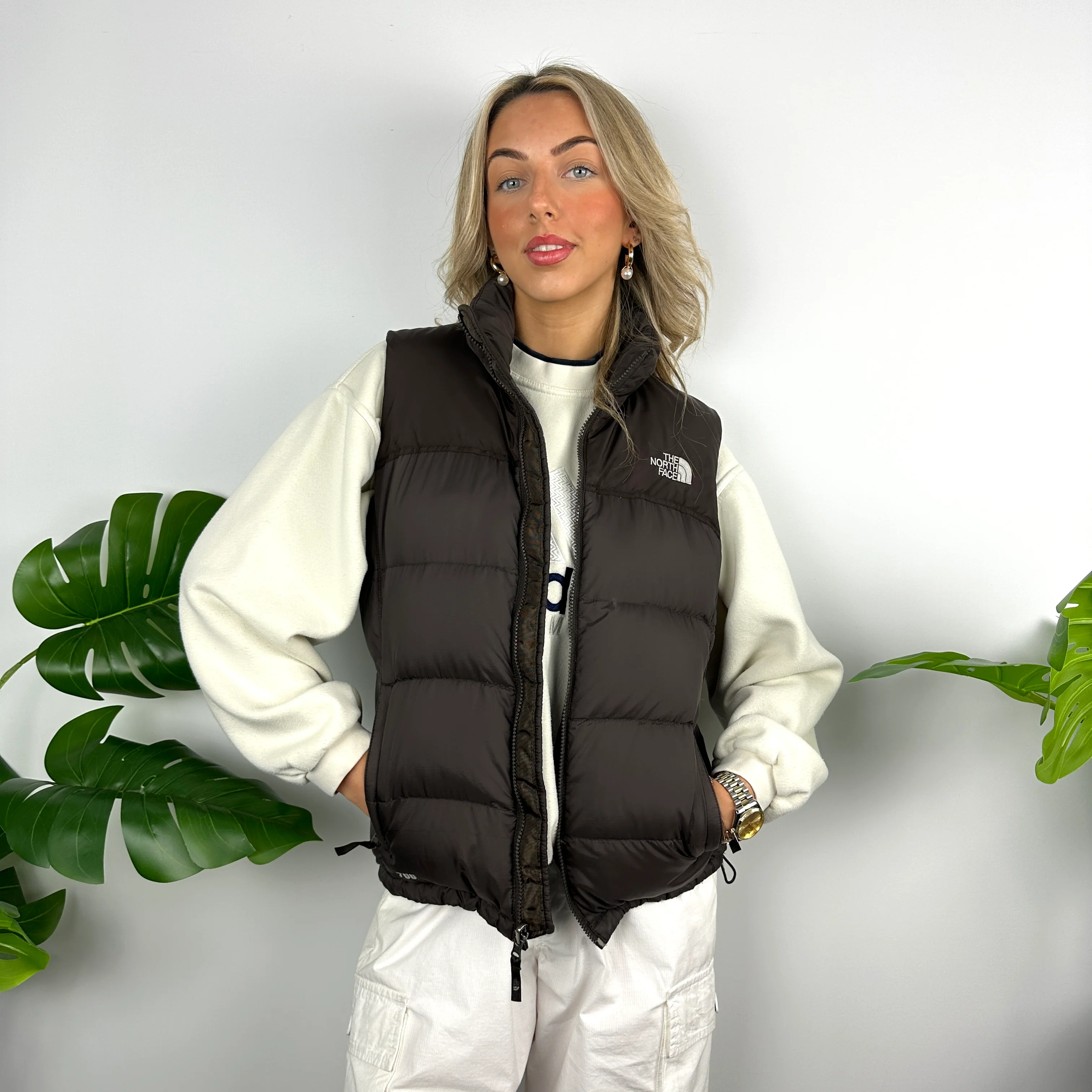 The North Face Brown Nuptse 700 Puffer Gilet (M)