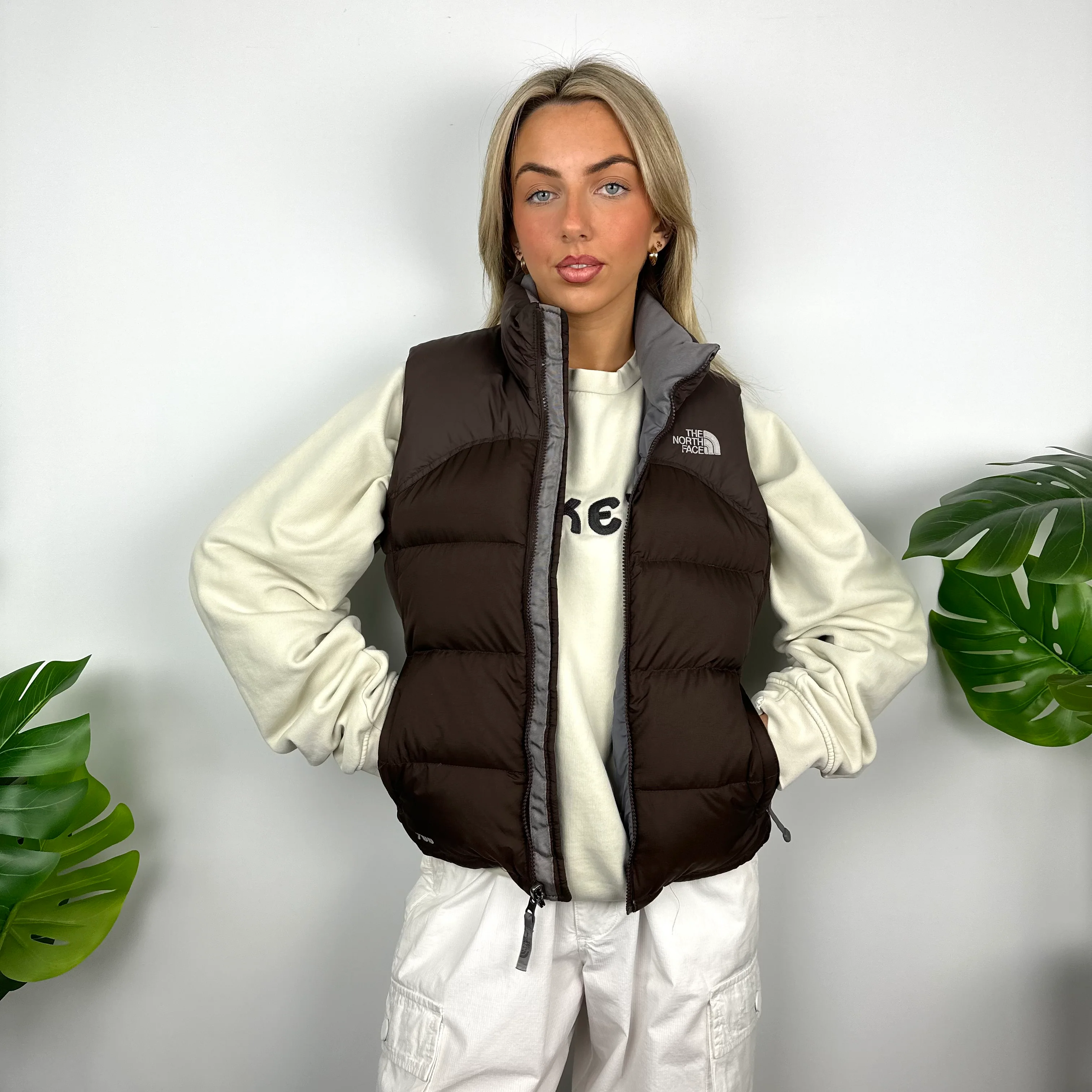 The North Face Brown Nuptse 700 Puffer Gilet (S) - Image 4