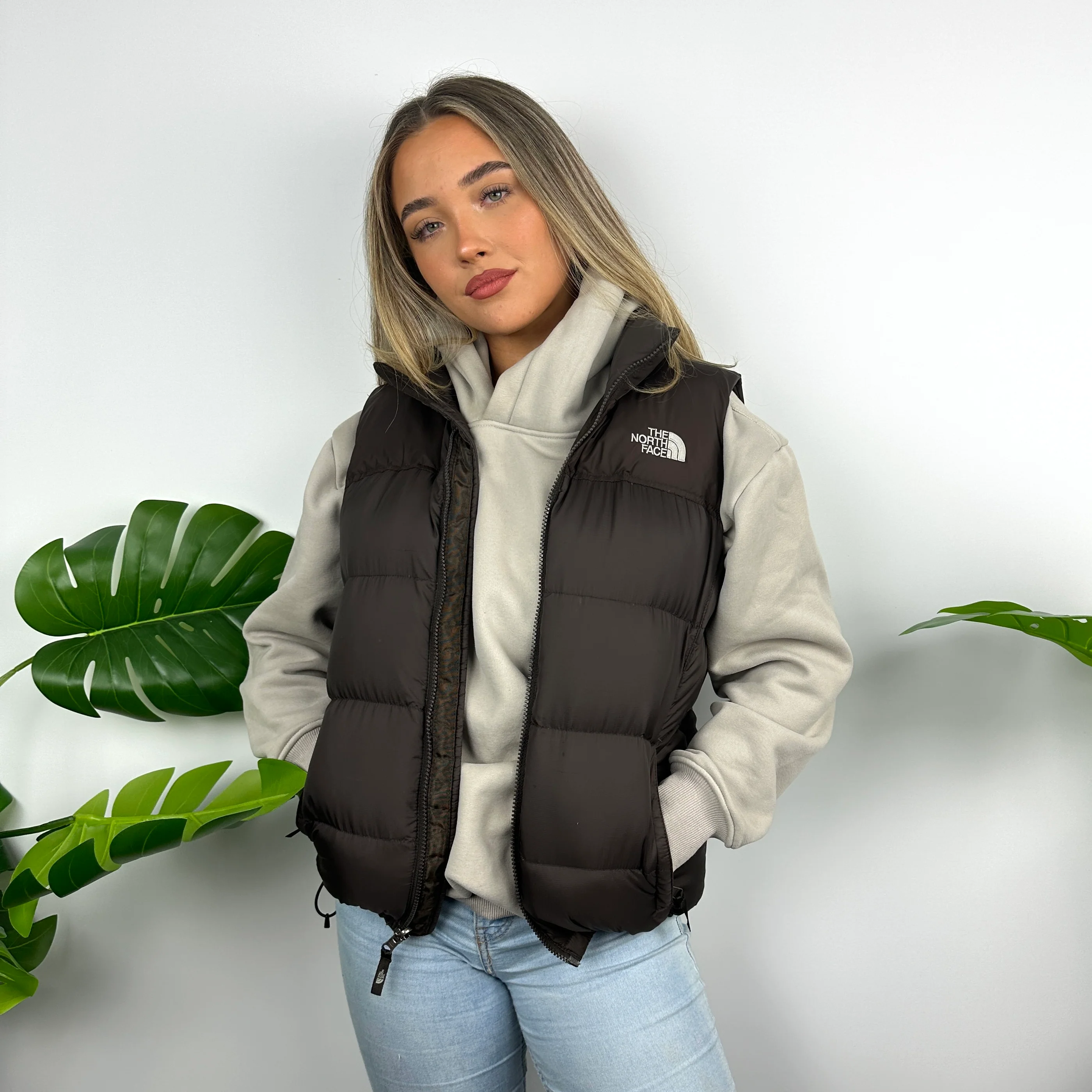 The North Face Brown Puffer Gilet (M) - Image 2