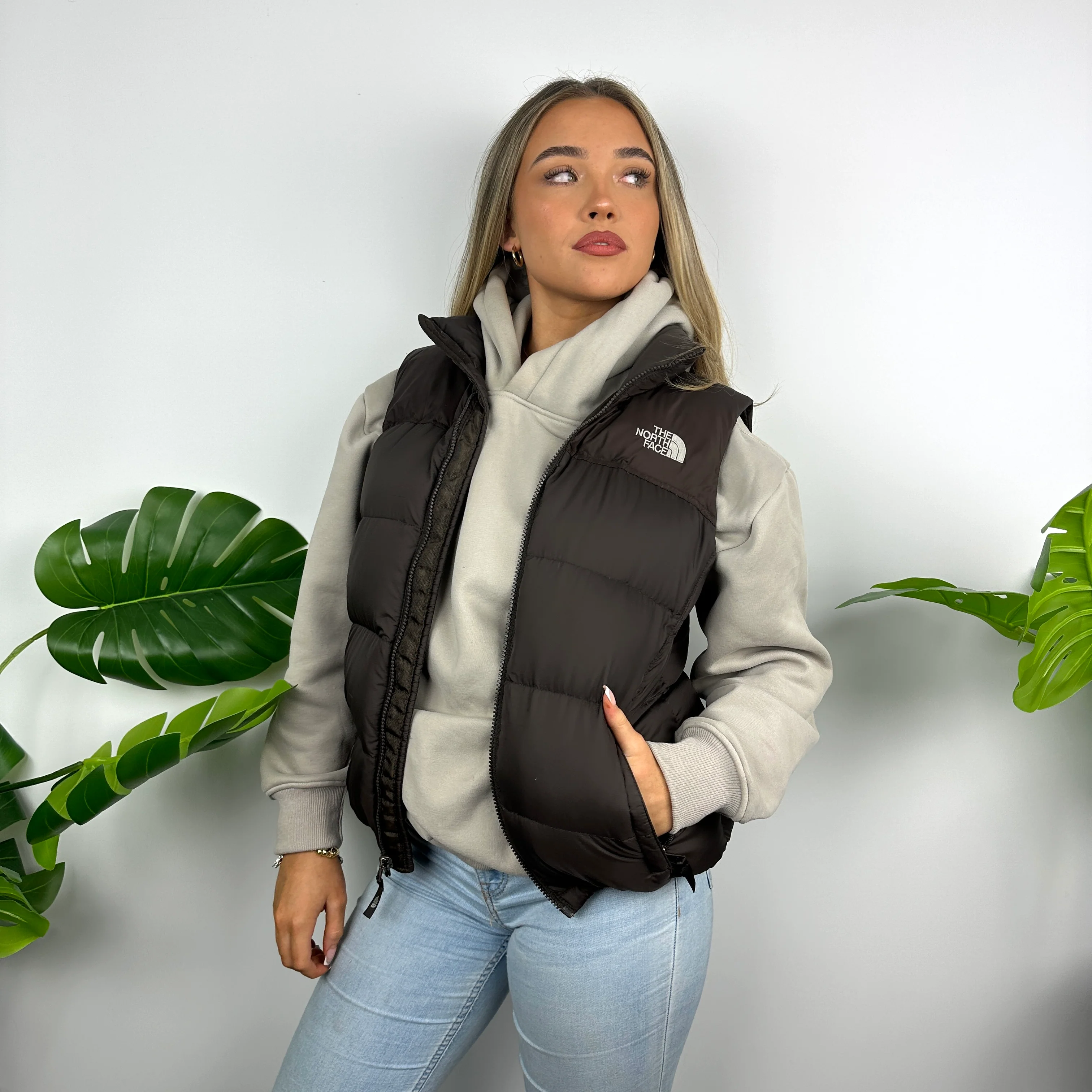 The North Face Brown Puffer Gilet (M) - Image 5