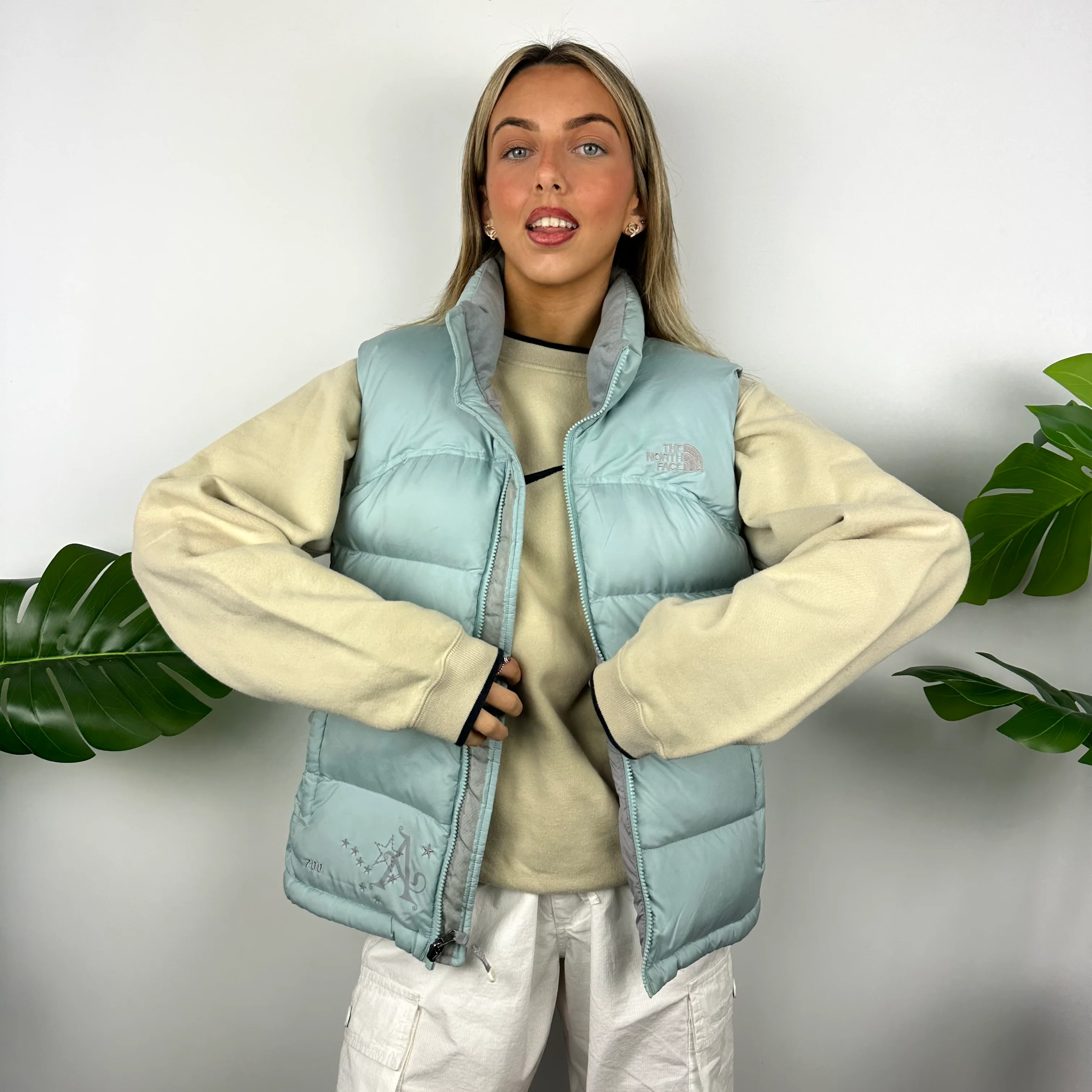 The North Face Baby Blue Nuptse 700 Puffer Gilet (M) - Image 2