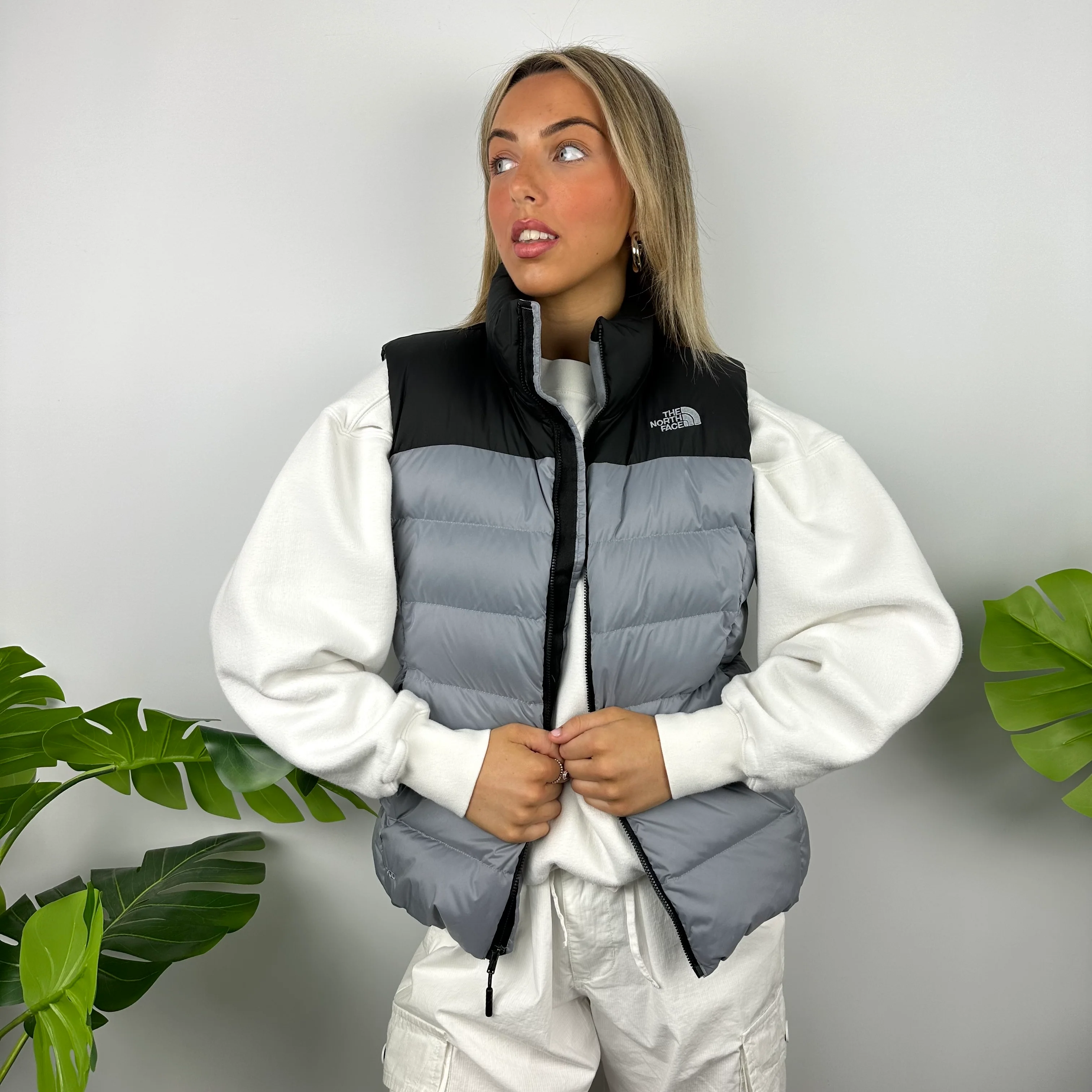 The North Face Grey Nuptse 700 Puffer Gilet (M) - Image 3