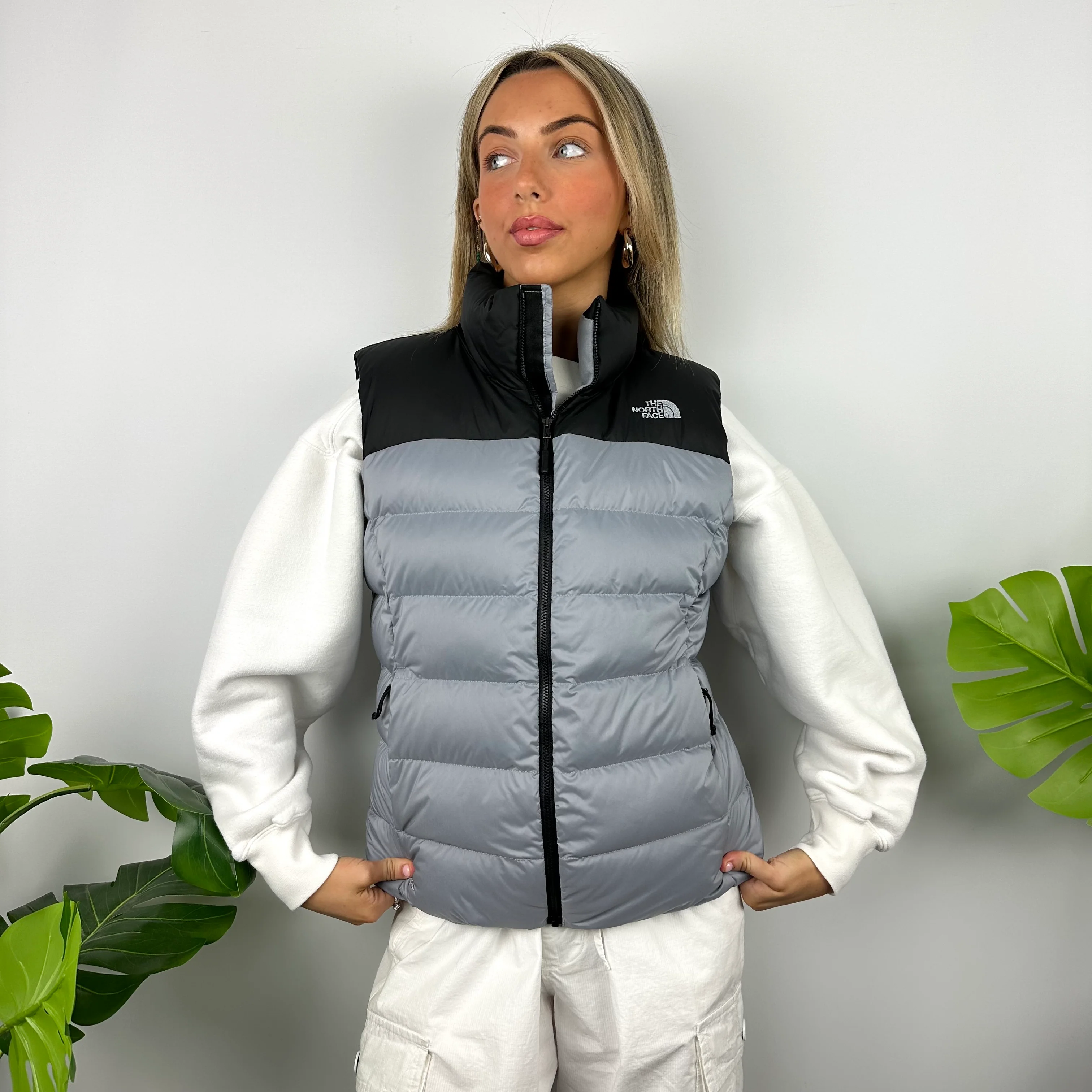 The North Face Grey Nuptse 700 Puffer Gilet (M) - Image 6