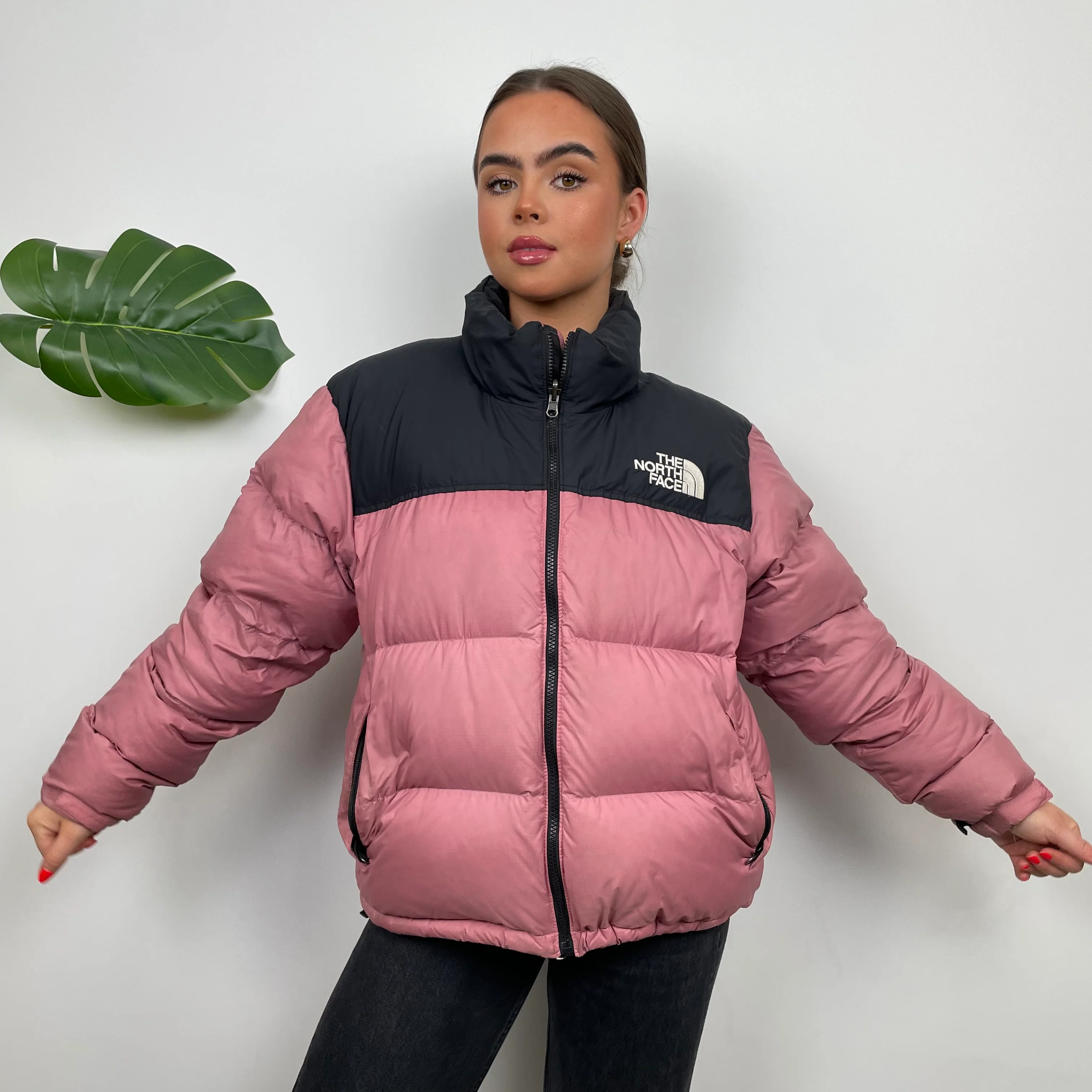 The North Face Pink Puffer Jacket (S) - Image 3