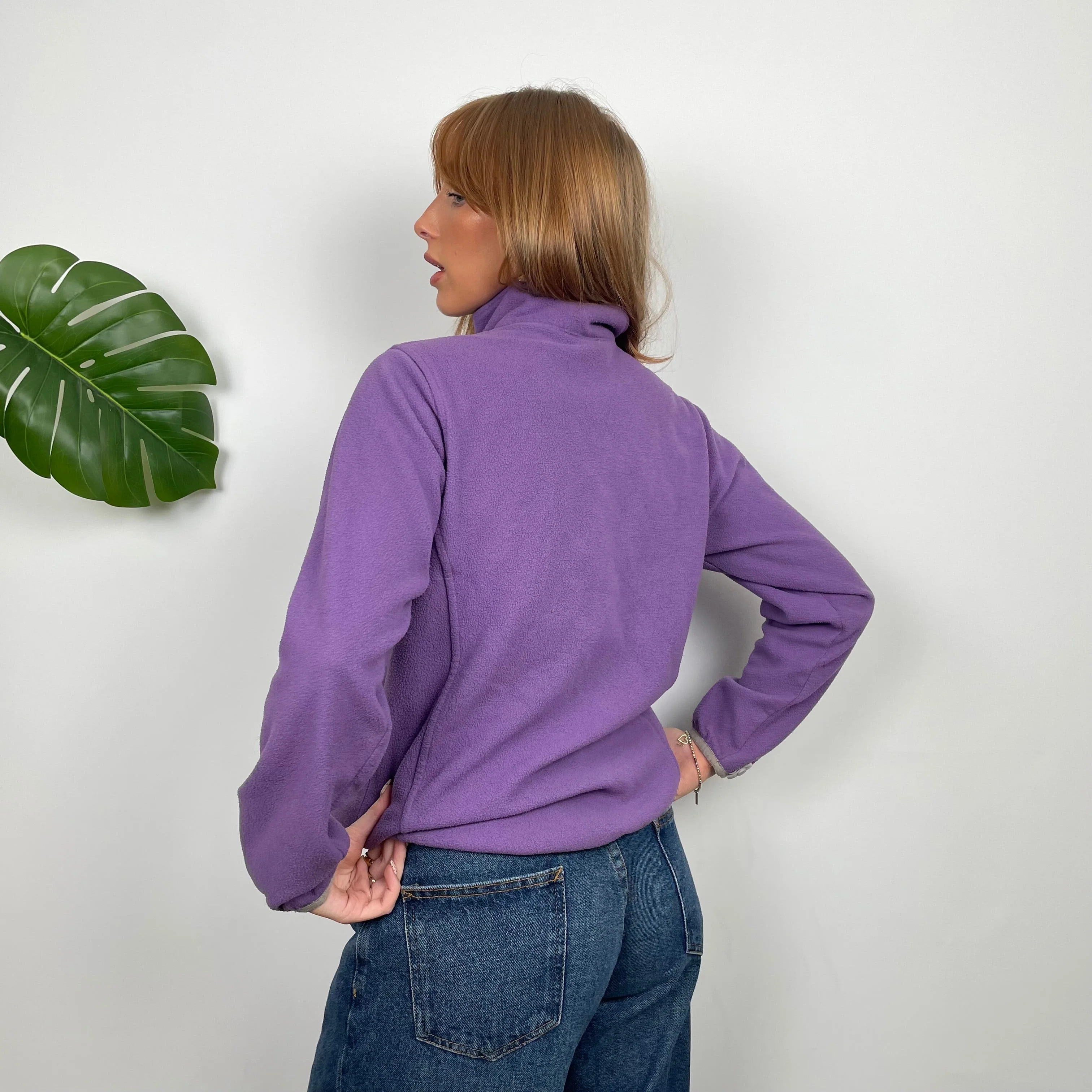 The North Face Purple Embroidered Spell Out Teddy Bear Fleece Quarter Zip Sweatshirt (S) - Image 4