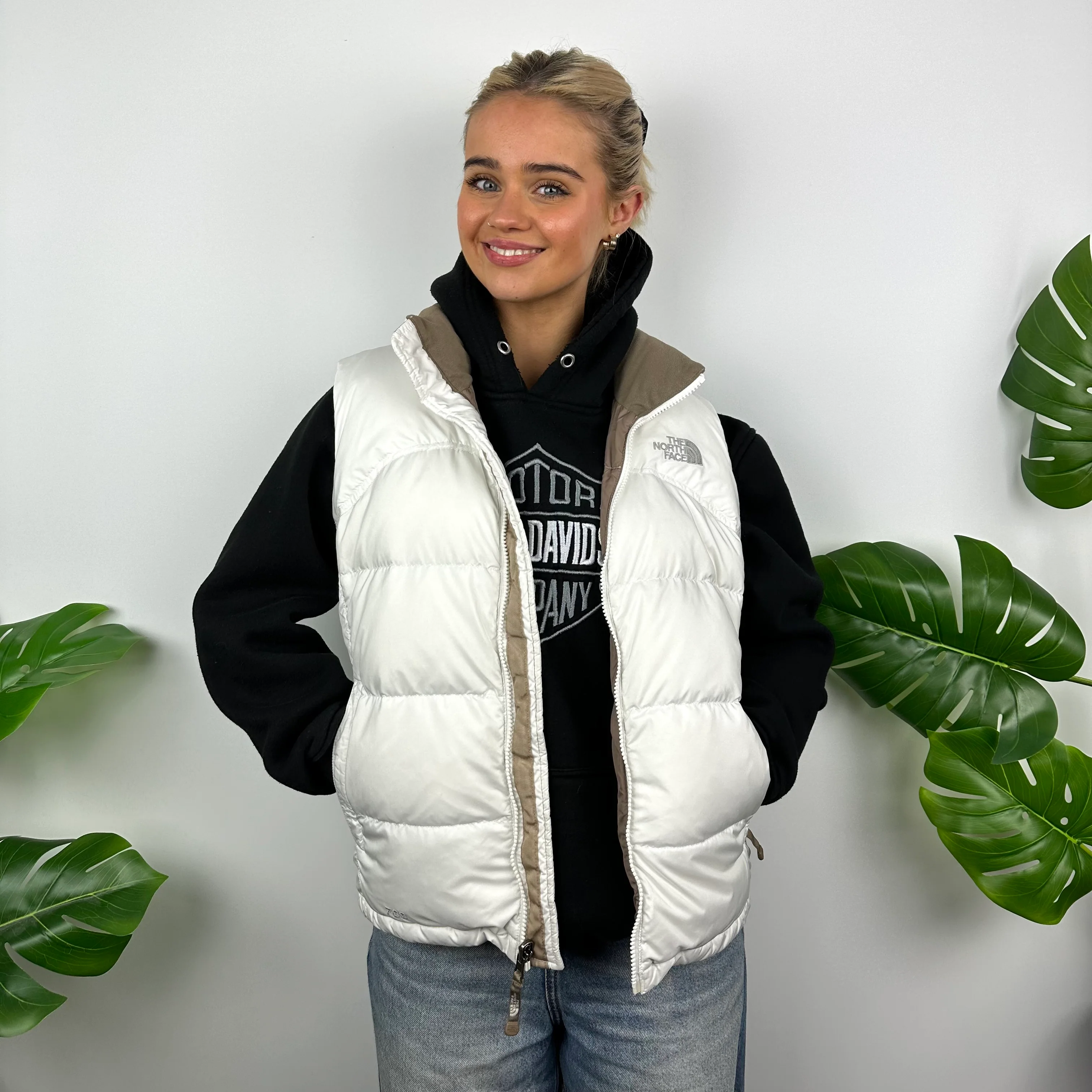 The North Face White Nuptse 700 Puffer Gilet (S)