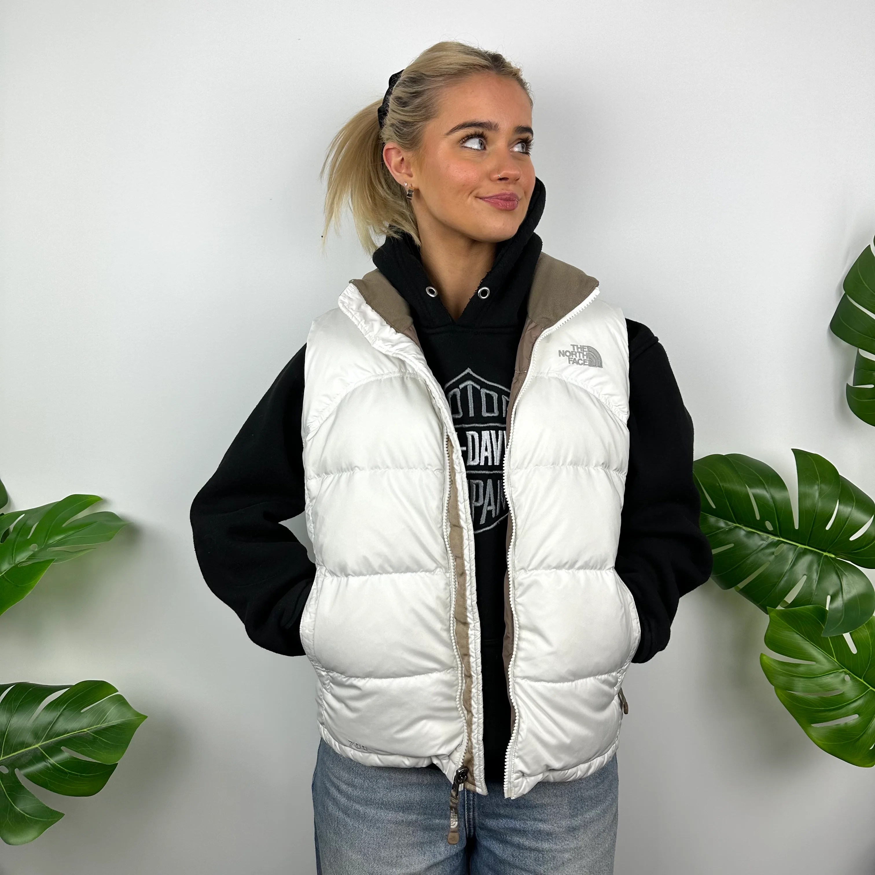 The North Face White Nuptse 700 Puffer Gilet (S) - Image 2