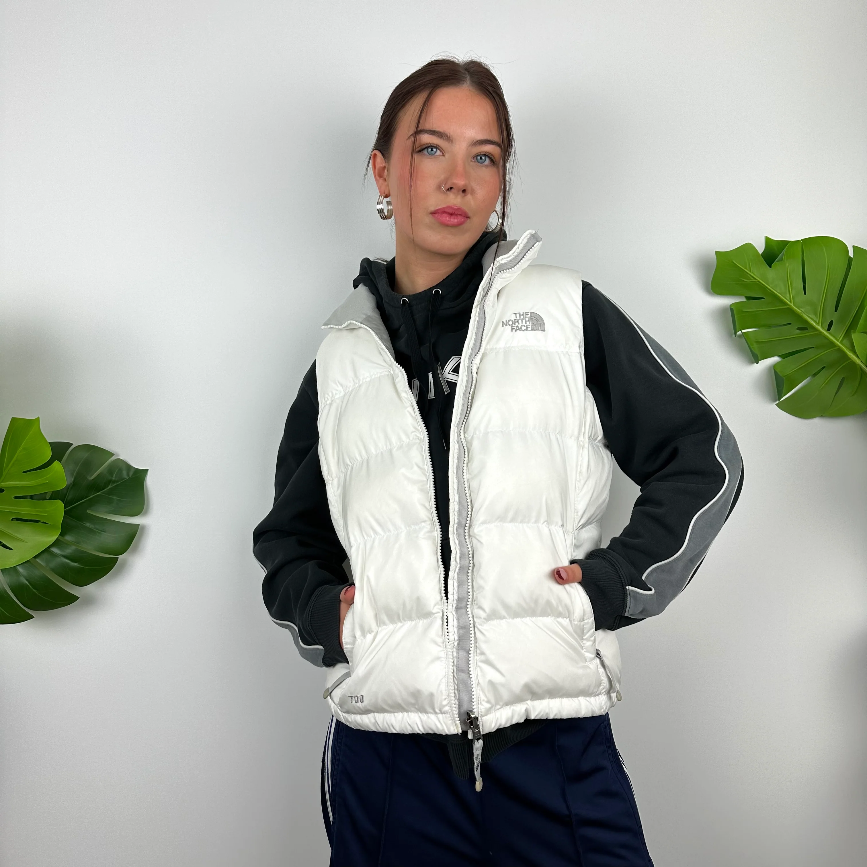 The North Face White Nuptse 700 Puffer Gilet (M)