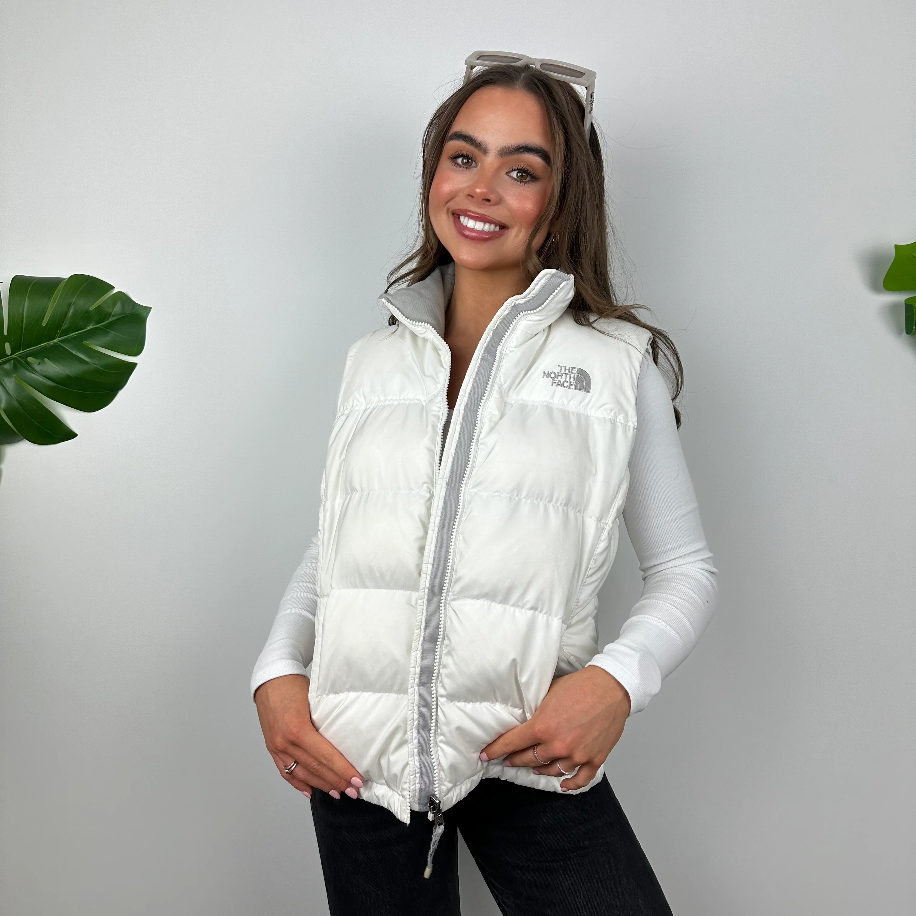 The North Face White Nuptse 700 Puffer Gilet (M)