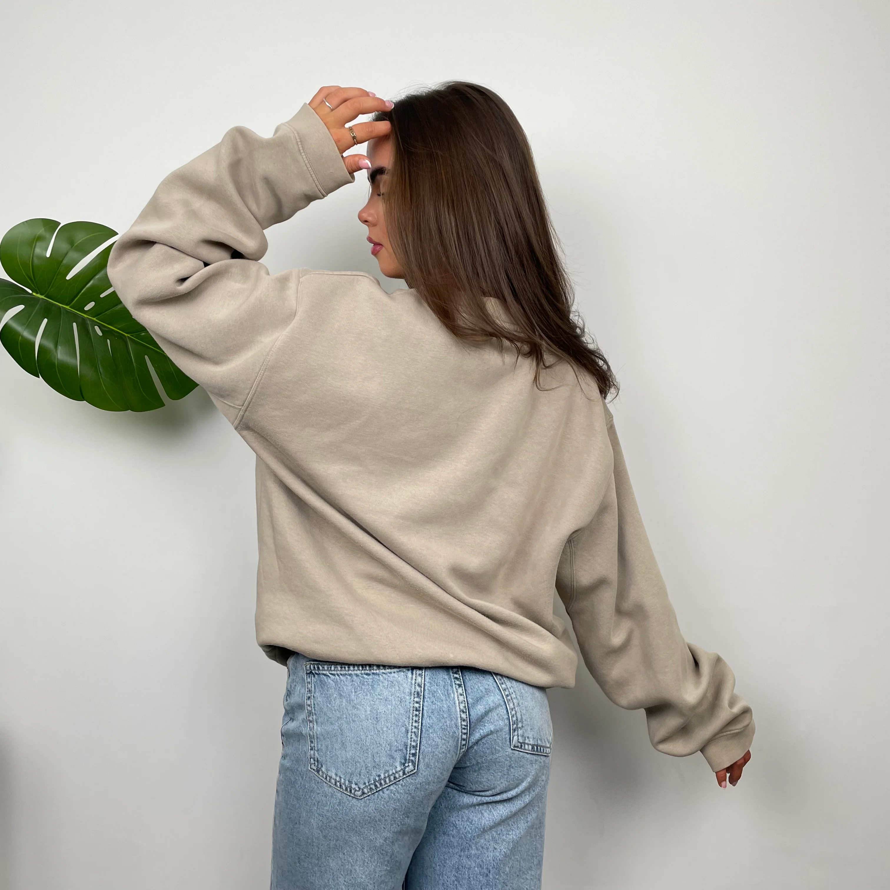 Timberland Beige Embroidered Spell Out Sweatshirt (L) - Image 6