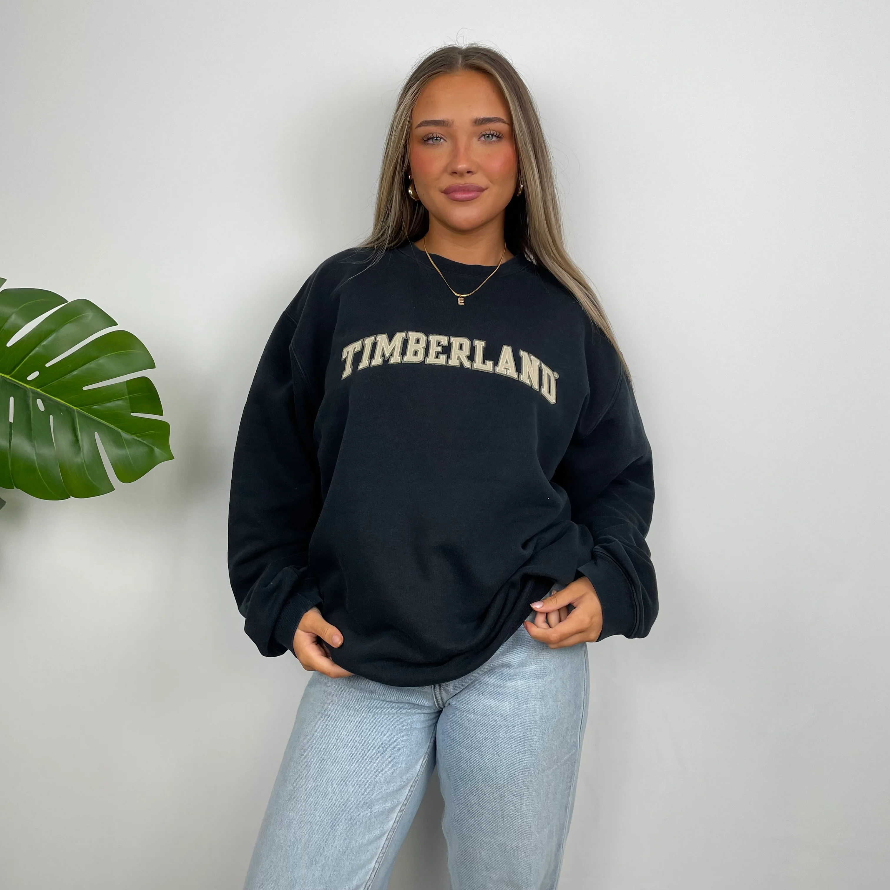 Timberland Black Embroidered Spell Out Sweatshirt (L) - Image 2