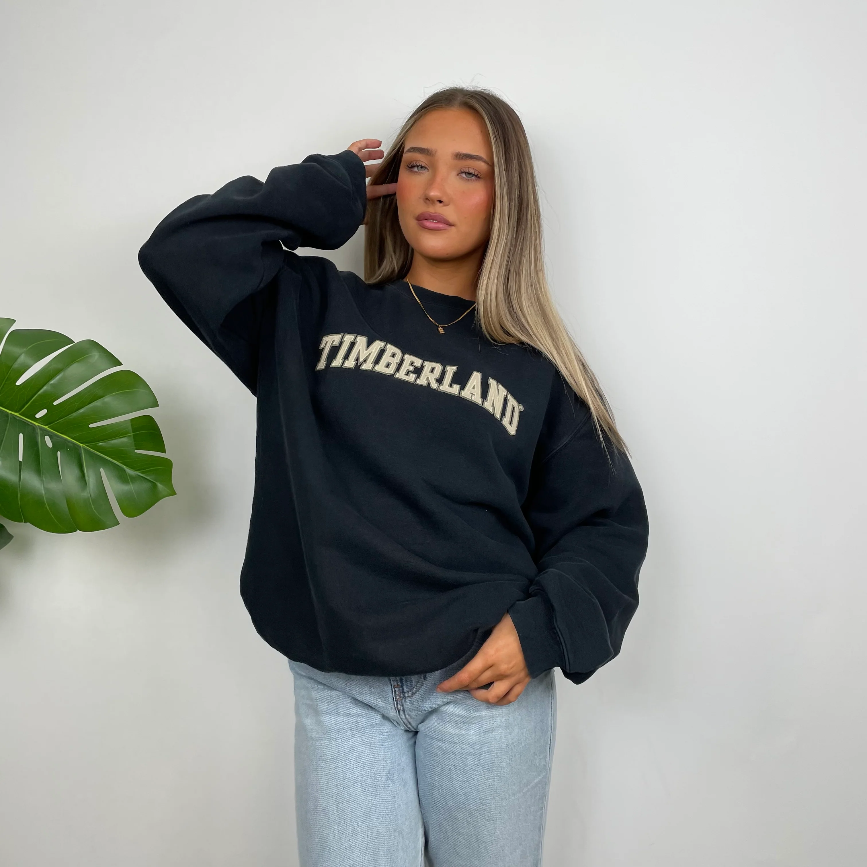 Timberland Black Embroidered Spell Out Sweatshirt (L) - Image 3