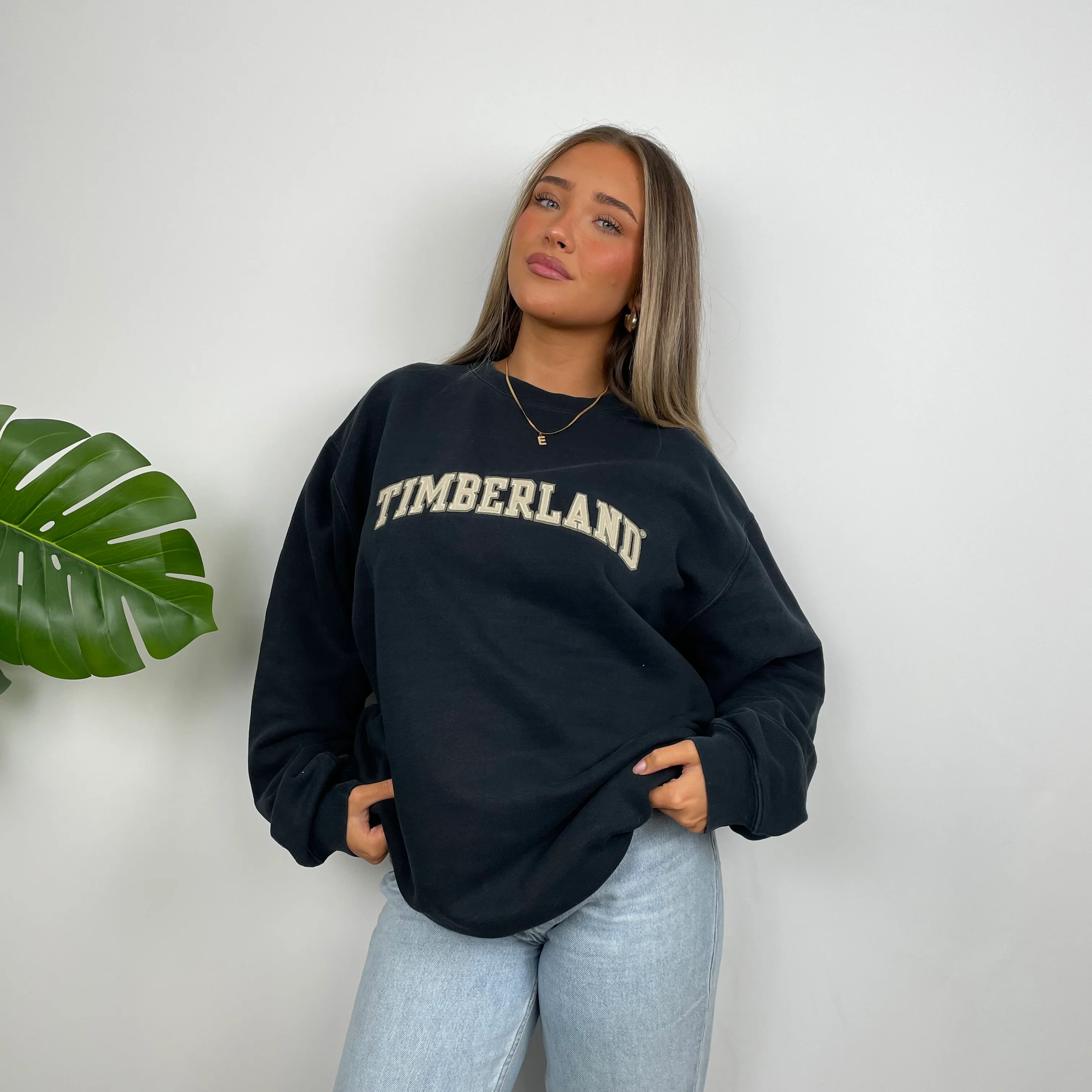 Timberland Black Embroidered Spell Out Sweatshirt (L) - Image 4