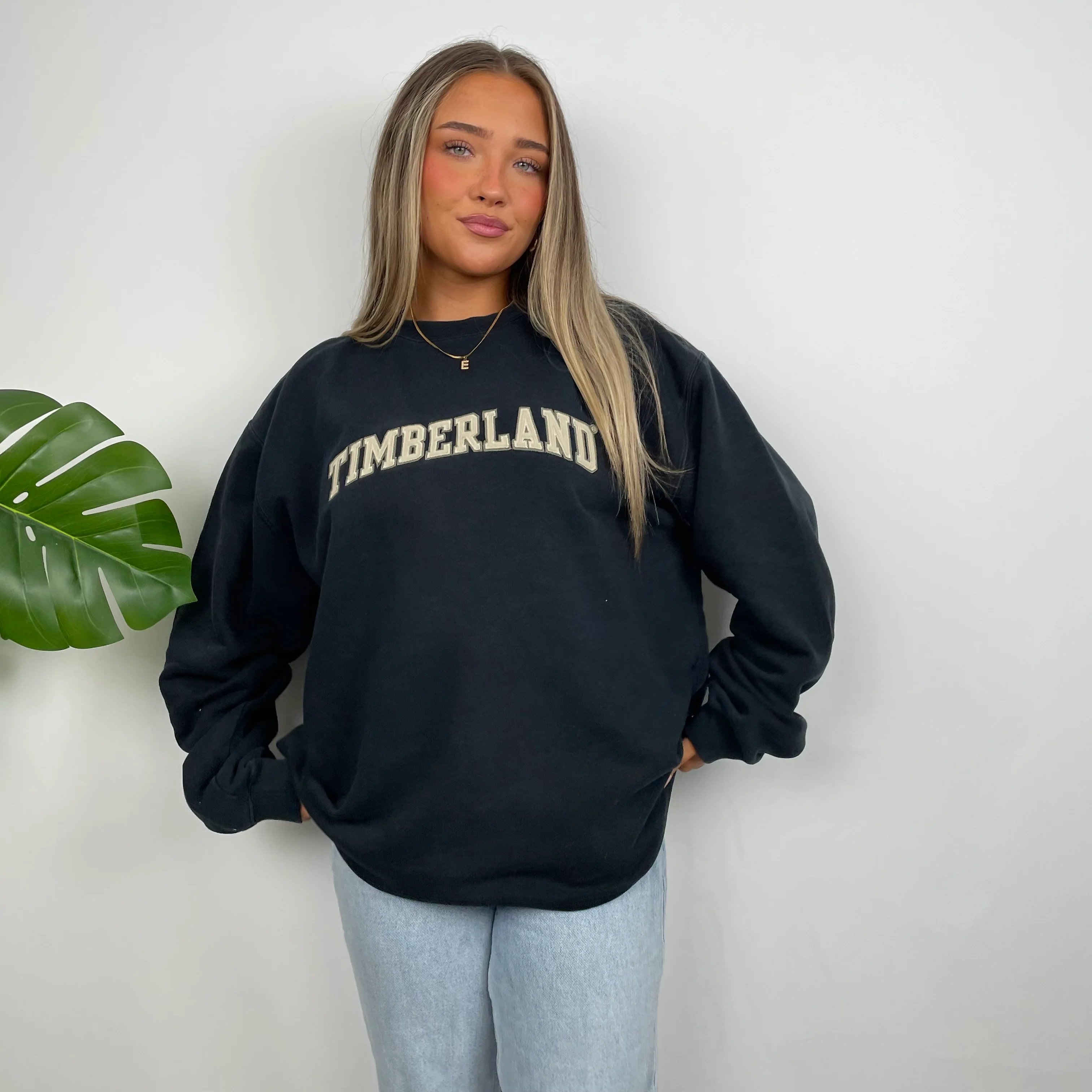 Timberland Black Embroidered Spell Out Sweatshirt (L) - Image 5