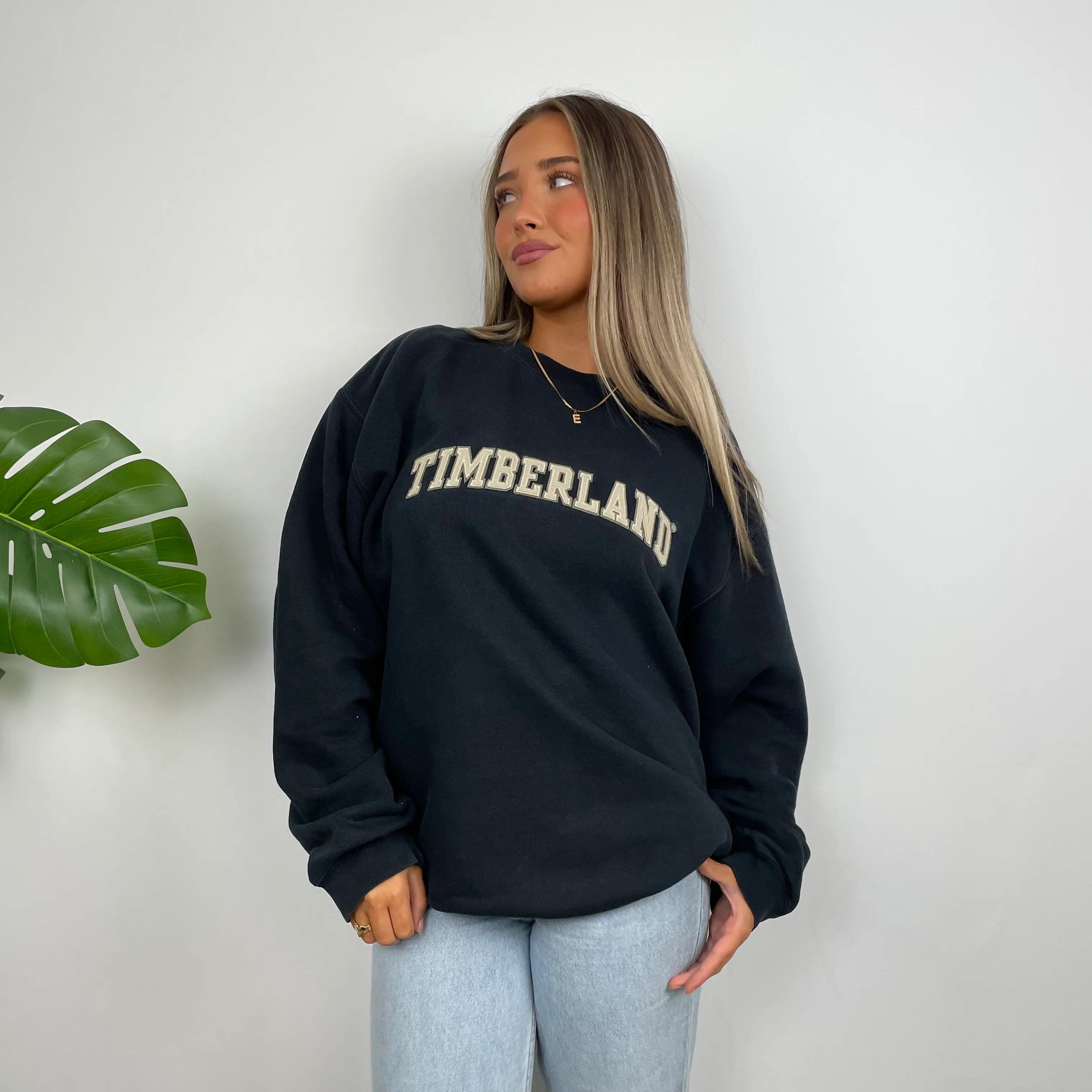 Timberland Black Embroidered Spell Out Sweatshirt (L) - Image 7