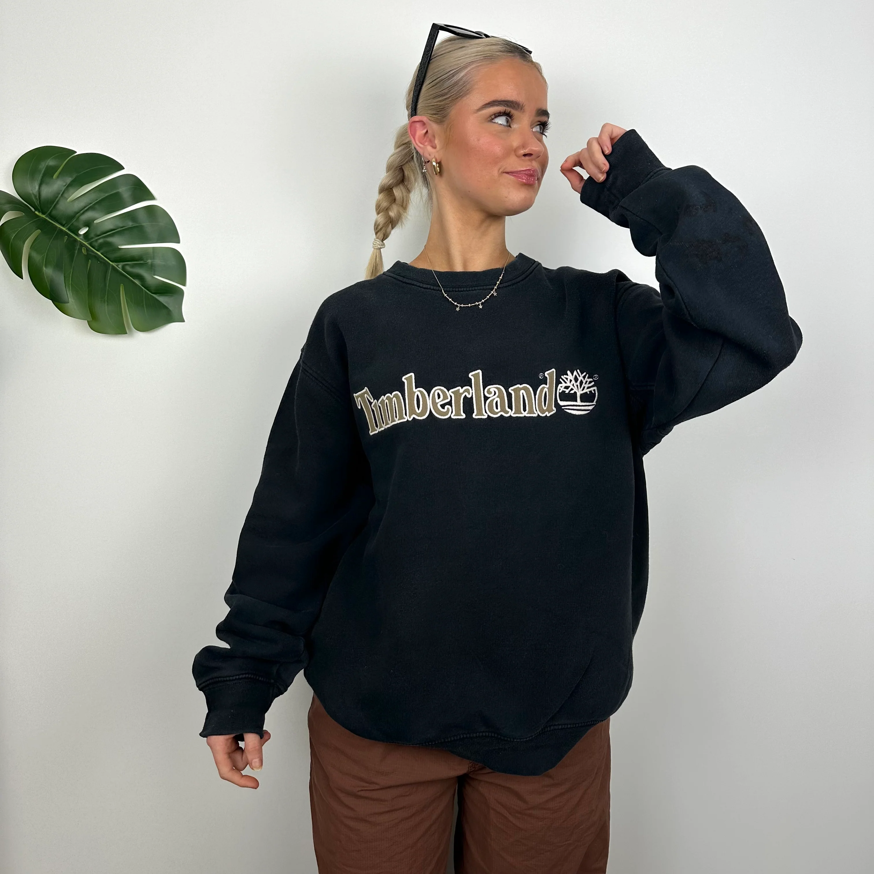 Timberland Black Embroidered Spell Out Sweatshirt (M) - Image 2