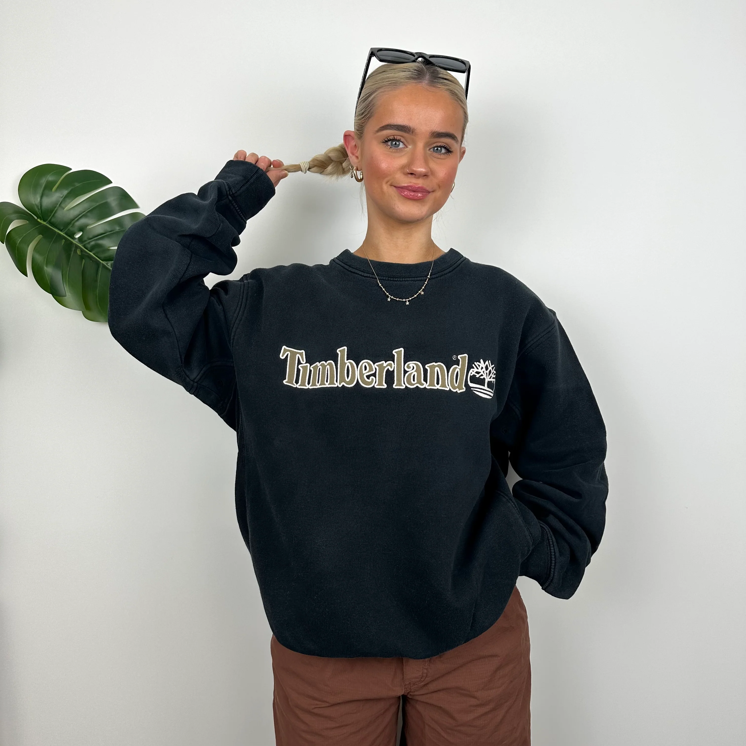 Timberland Black Embroidered Spell Out Sweatshirt (M) - Image 3