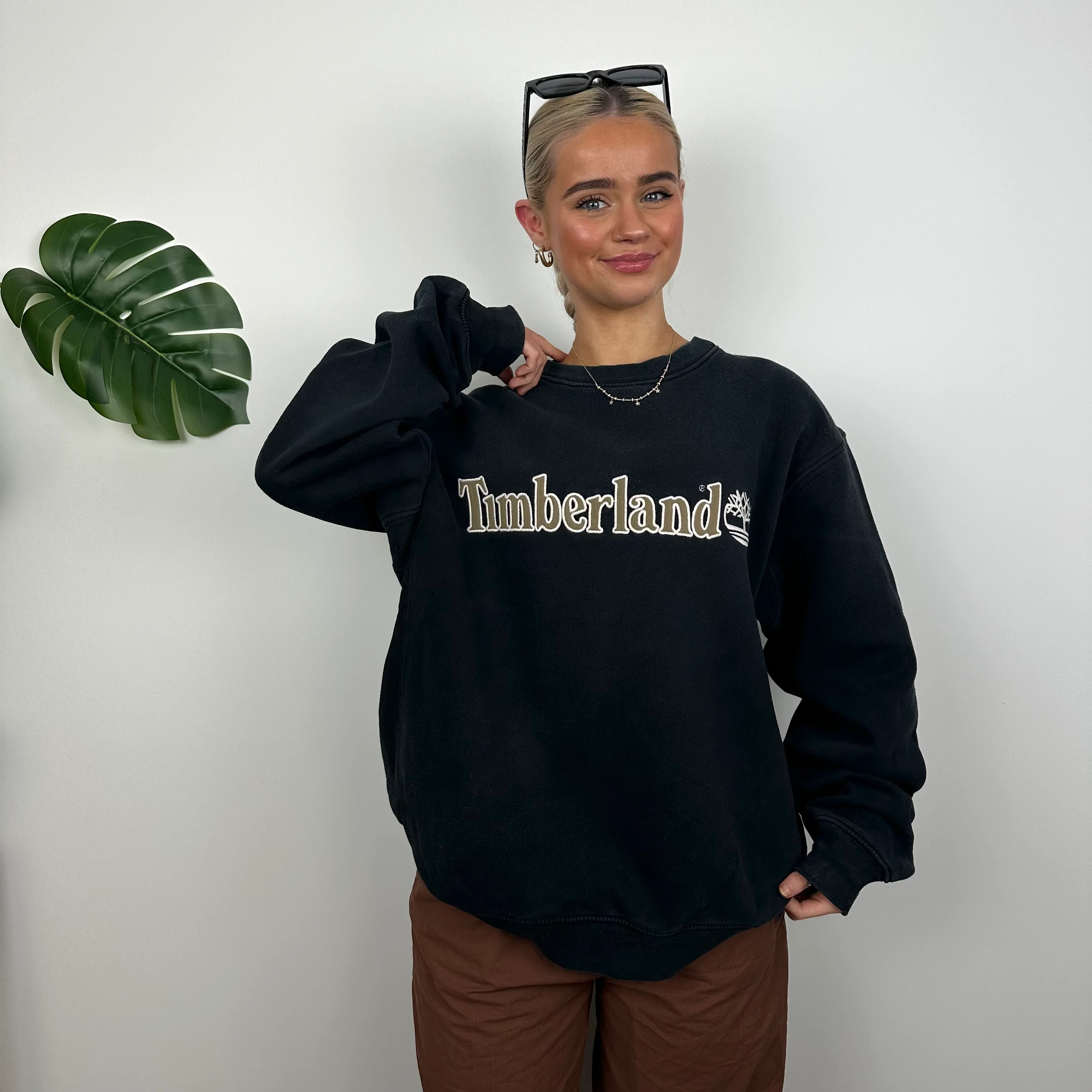 Timberland Black Embroidered Spell Out Sweatshirt (M) - Image 5
