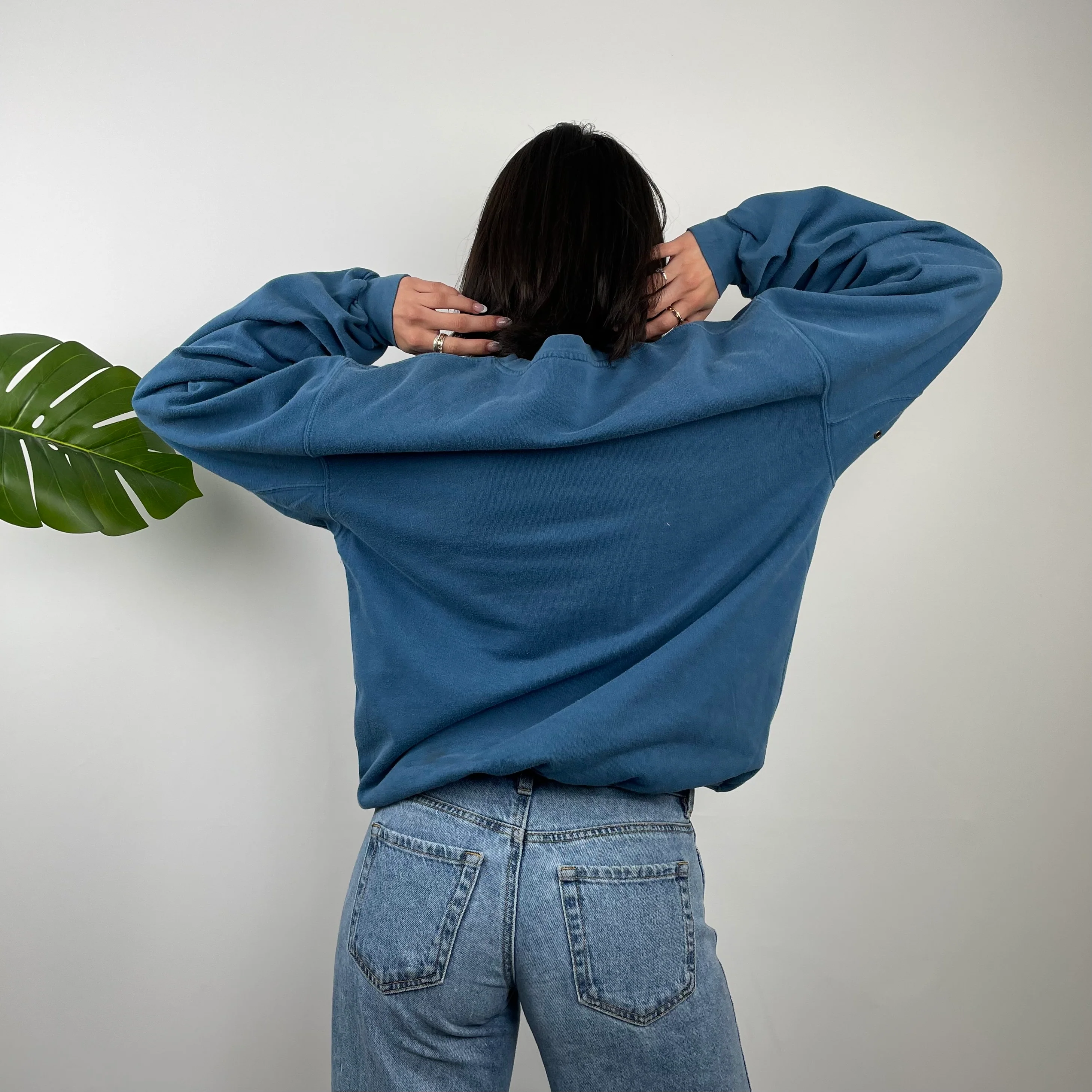 Timberland Blue Embroidered Spell Out Sweatshirt (L) - Image 5