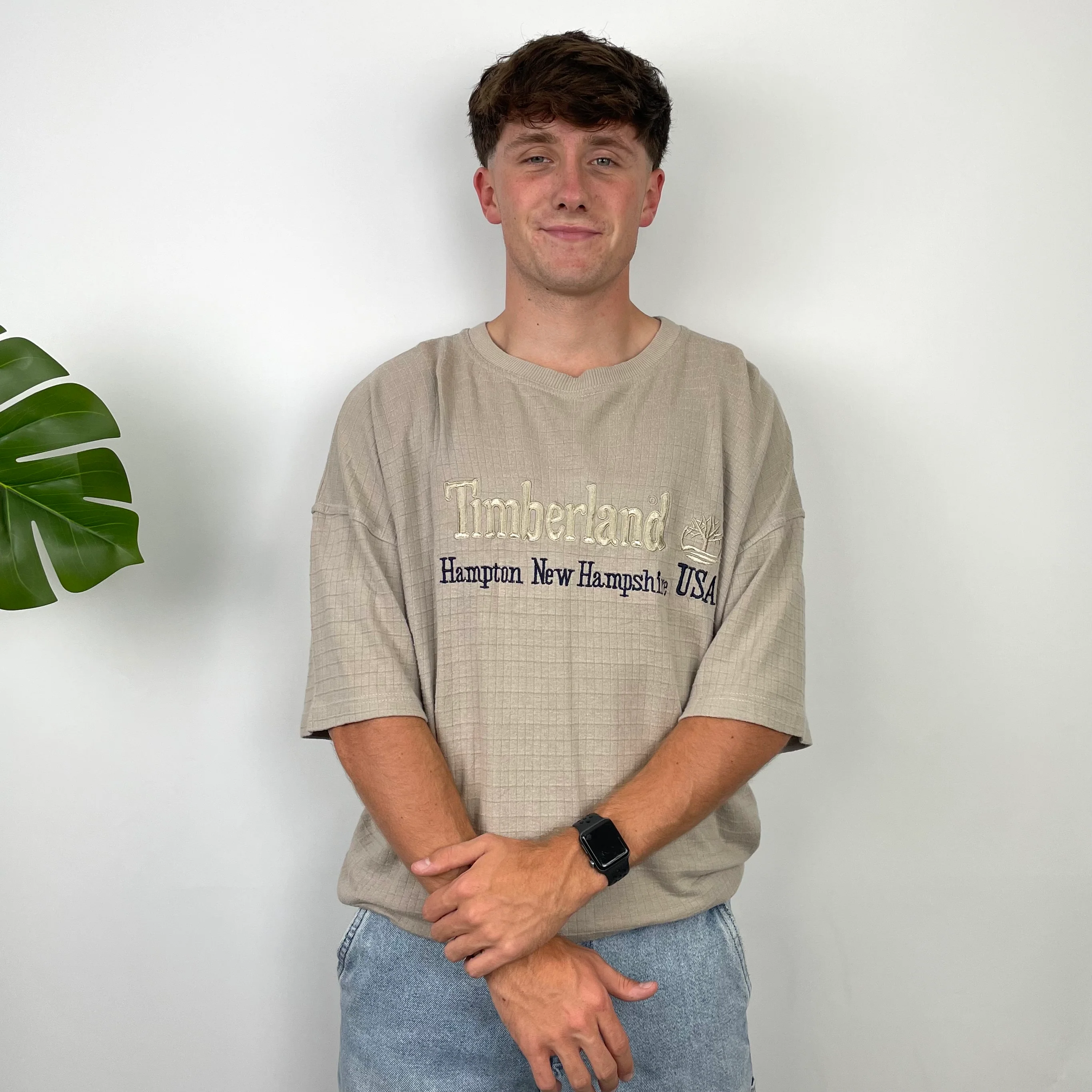 Timberland Cream Spell Out T Shirt (L) - Image 5