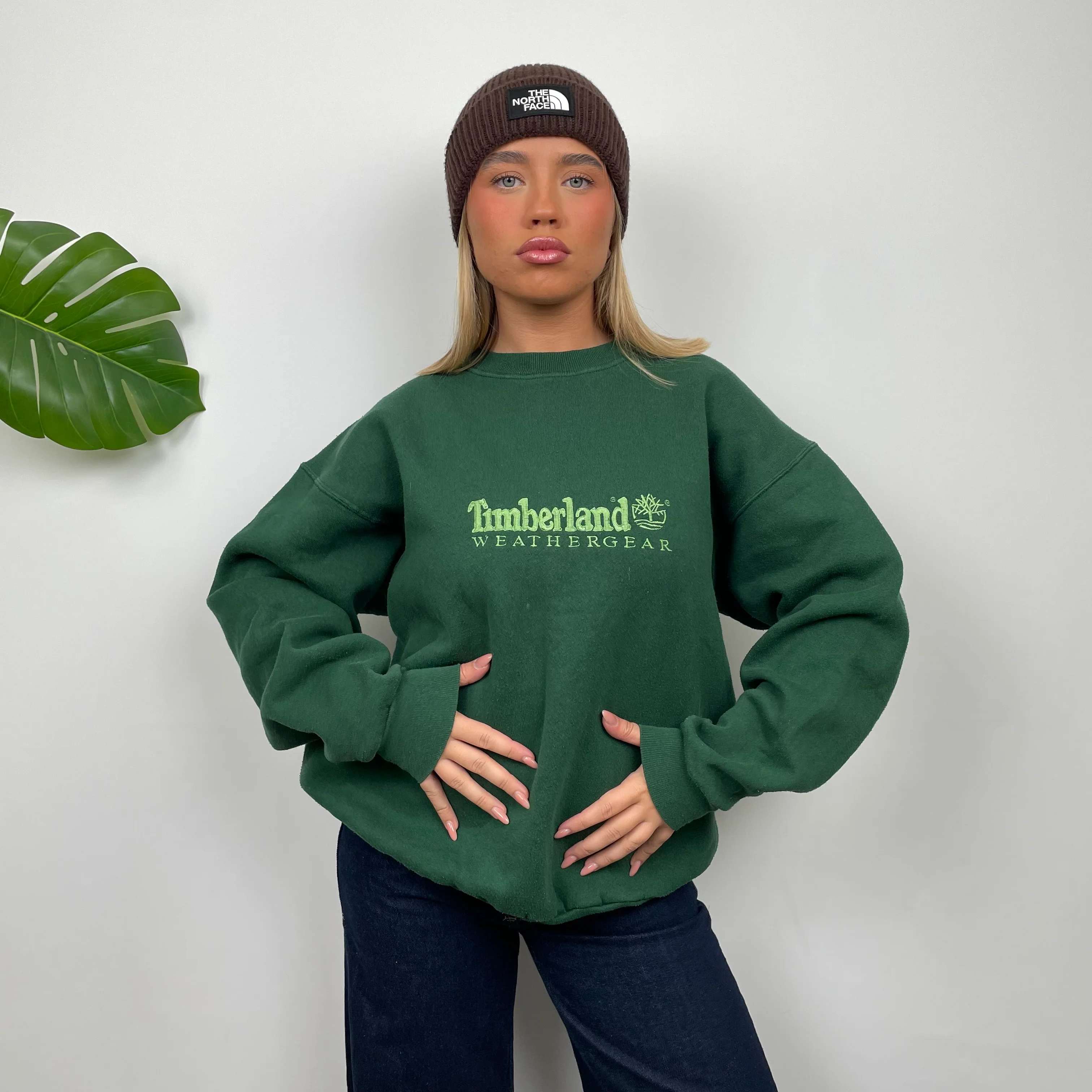 Timberland Green Embroidered Spell Out Sweatshirt (M) - Image 2